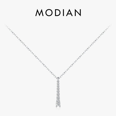 MODIAN Minimalist D Color Moissanite Necklace Prong Setting Lab Diamond For Women 925 Sterling Silver Pendant Necklace Jewelry