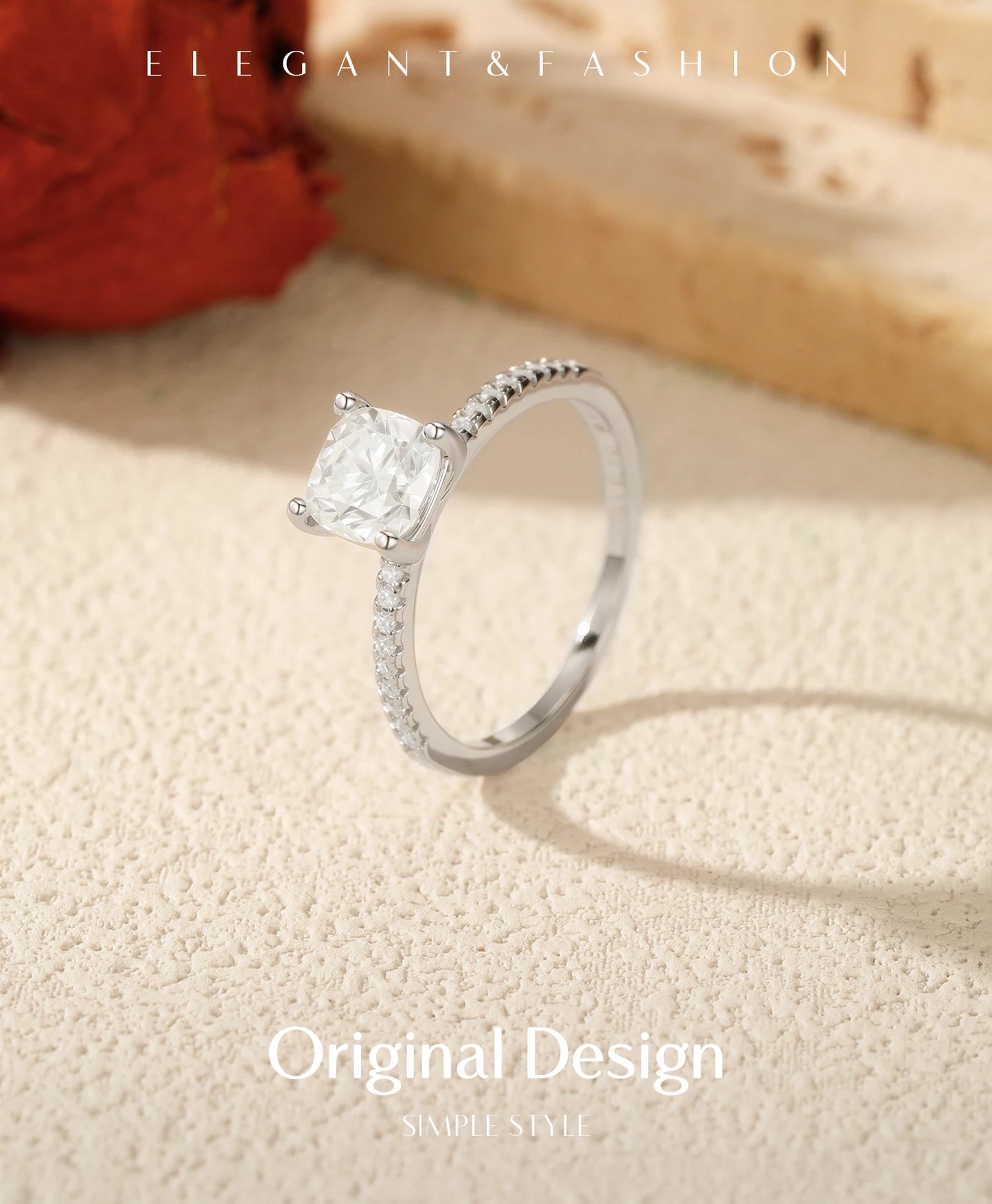 MODIAN 1CT D Color Square Moissanite Rings 925 Sterling Silver Trendy Finger Rings For Women Wedding Statement Fine Jewelry