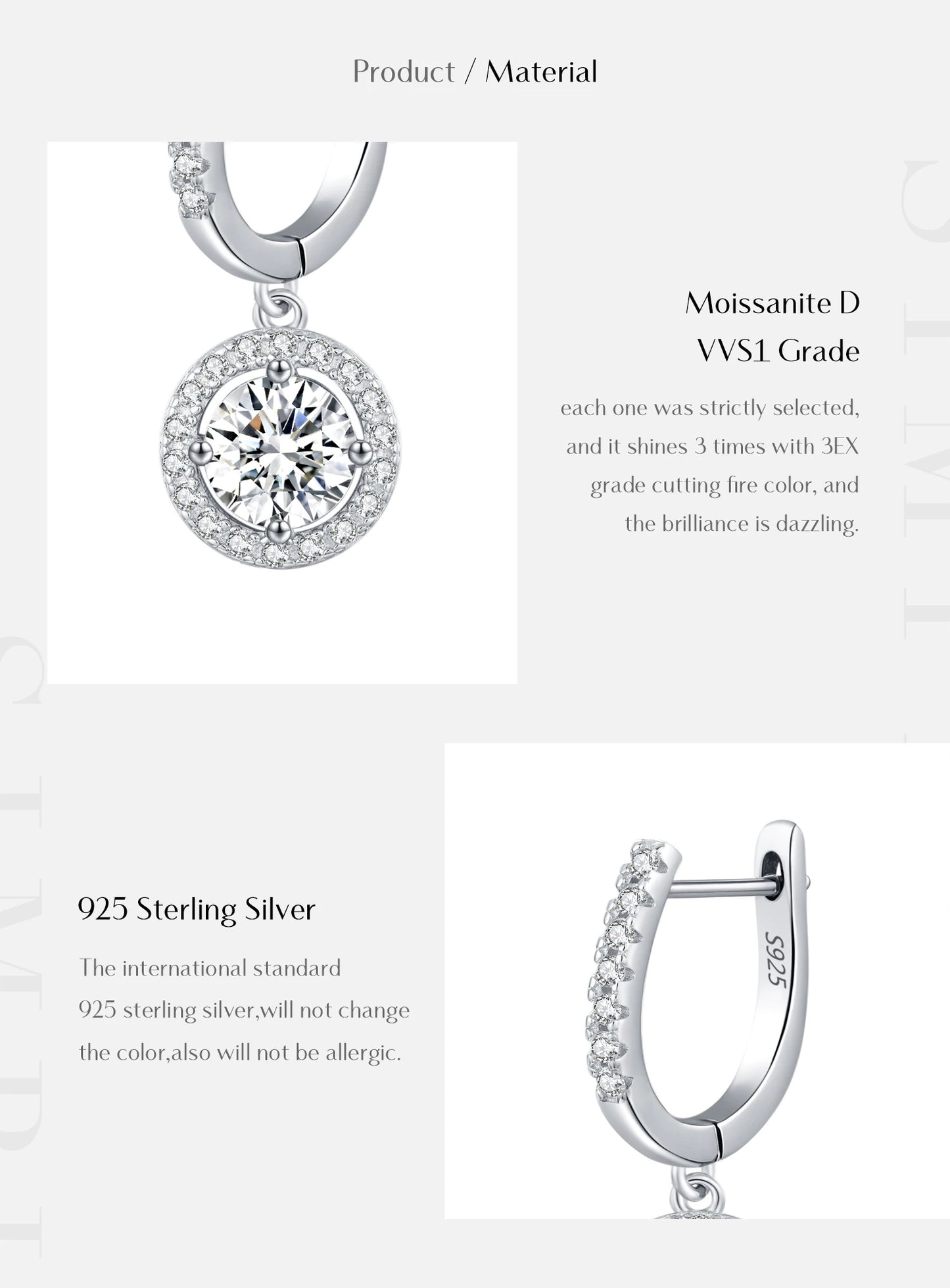 MODIAN D Color Moissanite Drop Earrings 925 Sterling Silver Halo Dangle Earrings For Women Wedding Engagement Fine Jewelry Gift