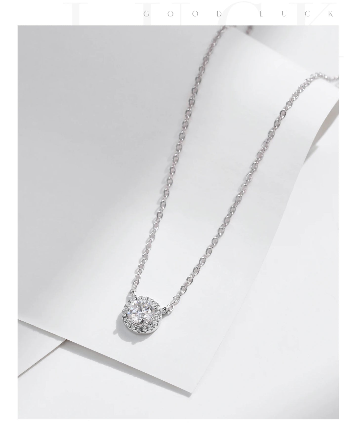 MODIAN Square & Round Halo Moissanite 925 Sterling Silver Pendant Necklace D Color VVS1 Lab Diamond Necklace For Women Jewelry