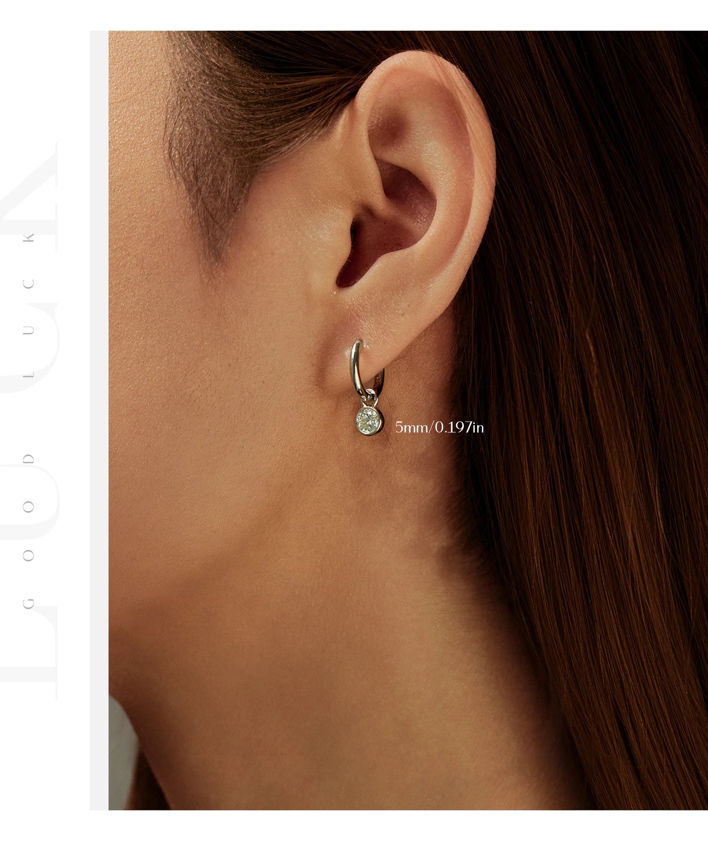 MODIAN 1CT/2CT D Color Moissanite Ear Buckle 925 Sterling Silver Round High Swing Hoop Earrings For Women Daily Fine Jewelry