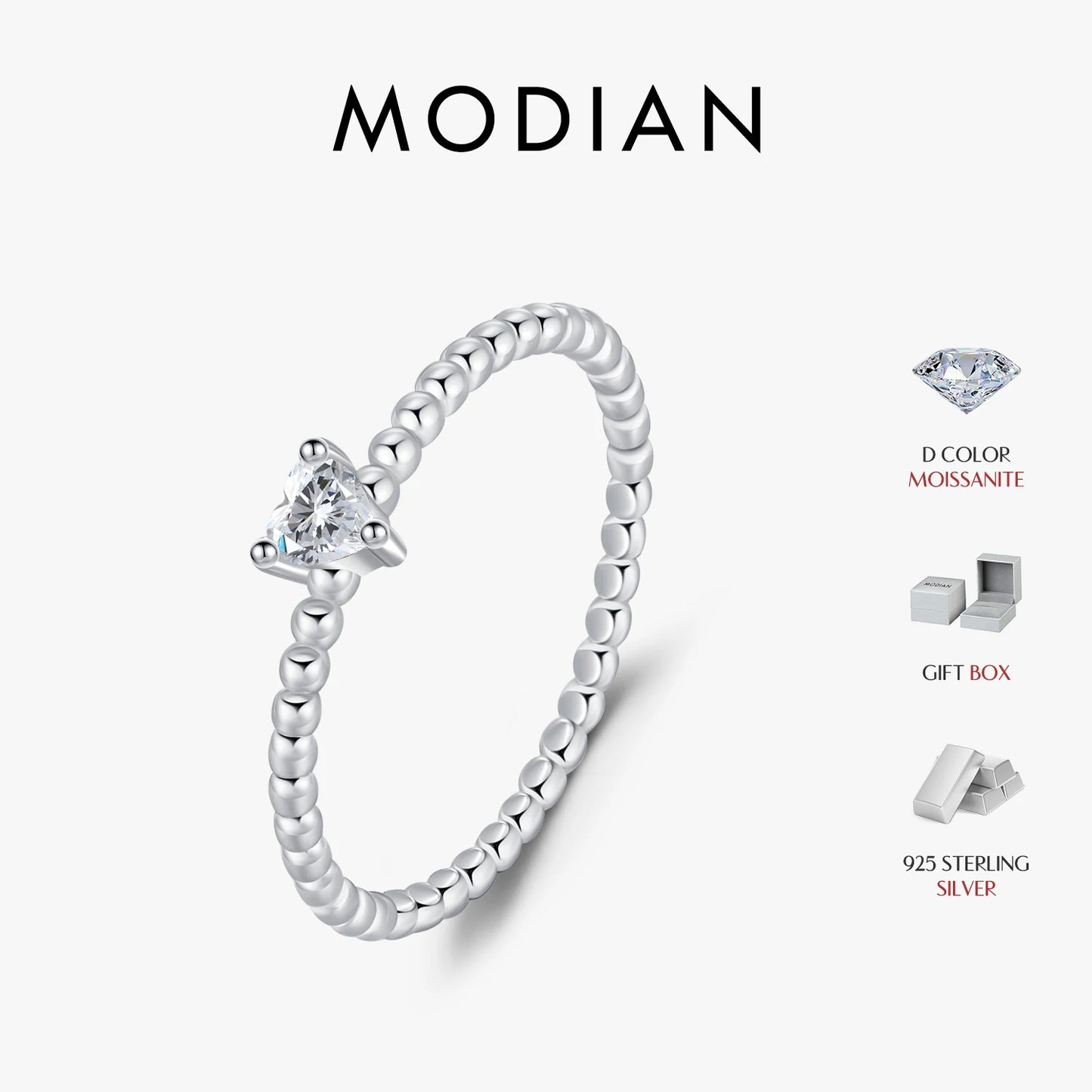 MODIAN D Color Heart Moissanite Engagement Rings For Women 925 Sterling Silver Lab Diamond Wedding Statement Jewelry