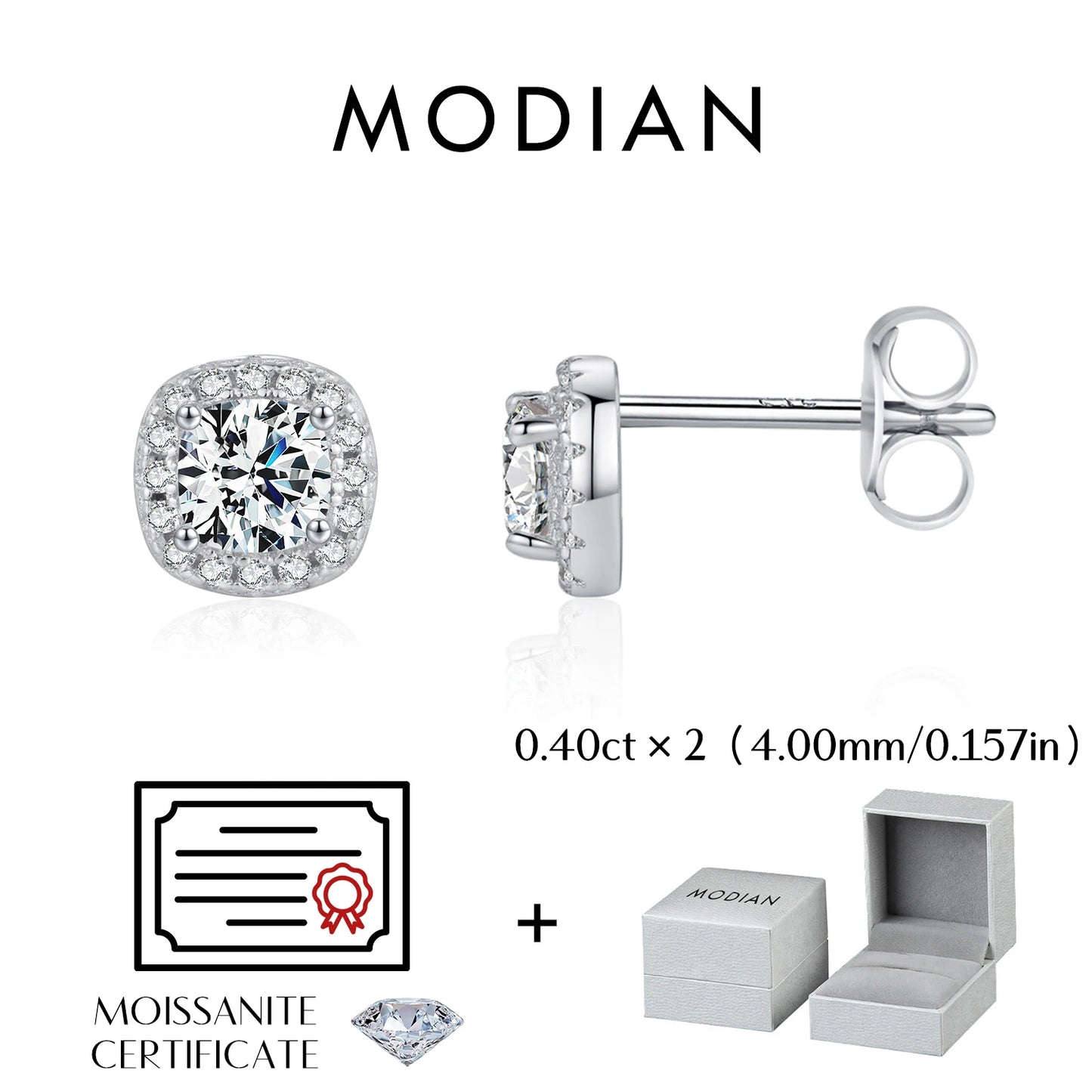 MODIAN D Color Heart Pear Square Moissanite Stud Earrings 925 Sterling Silver Lab Diamond Earrings For Women Wedding Jewelry