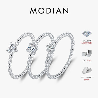 MODIAN D Color Geometric Shaped Moissanite Ring 925 Sterling Silver Heart Square Lab Diamond Wedding Band Jewelry For Women