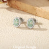 MODIAN 1CT D Color Green Moissanite Halo Earrings 925 Sterling Silver Elegant Oval Stud Earrings For Women Party Fine Jewelry
