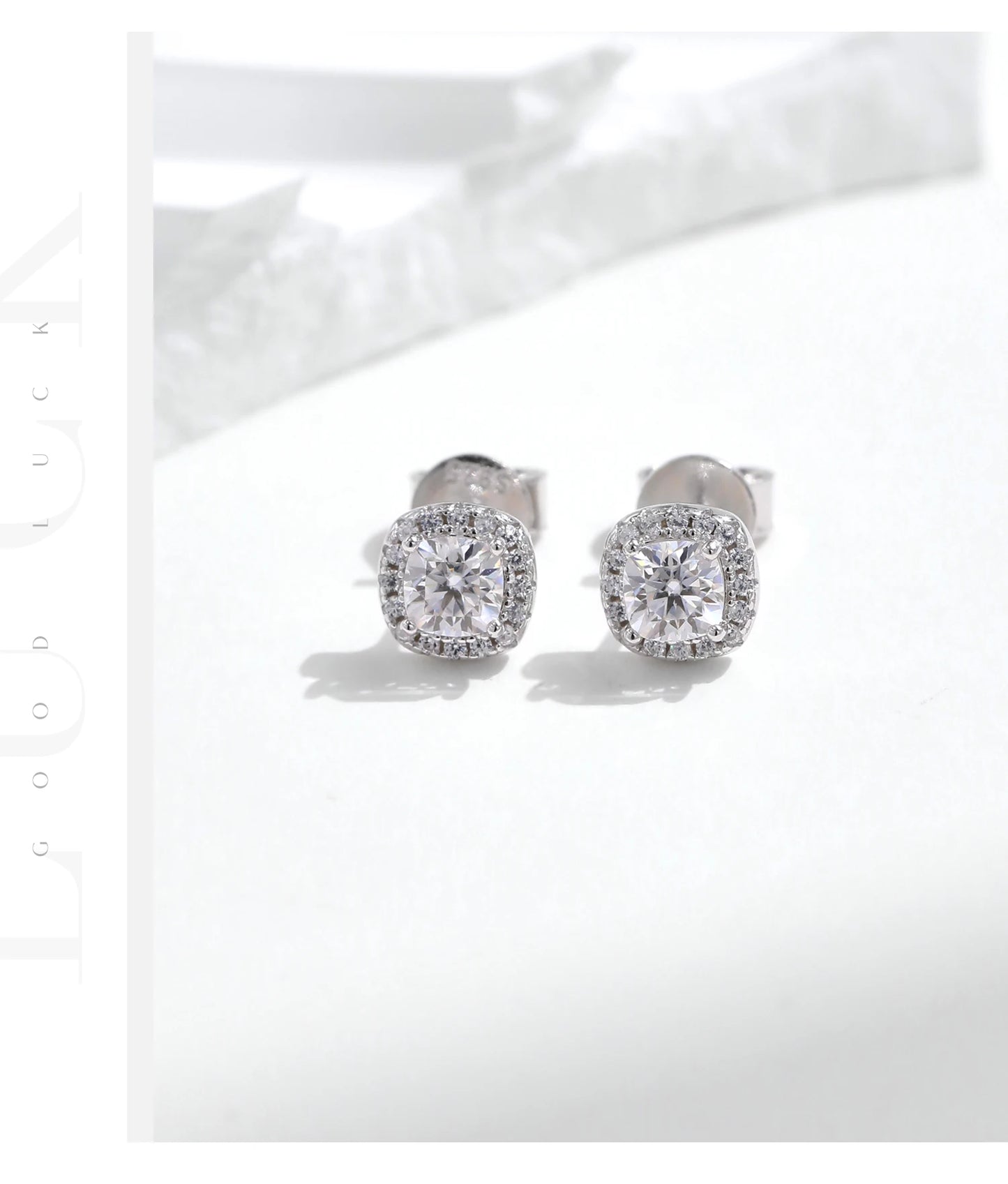 MODIAN D Color Moissanite Stud Earrings Brilliant Square Cut Lab Created Diamond 925 Silver Earrings For Women Wedding Jewelry
