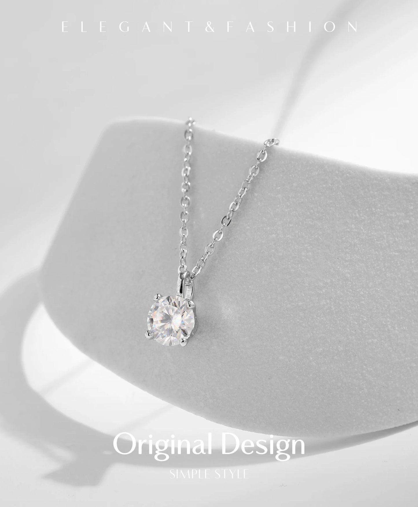 MODIAN 1CT Prong Setting Moissanite Necklace D color VVS1 Lab Diamond Pendant For Women 925 Sterling Silver Wedding Jewelry