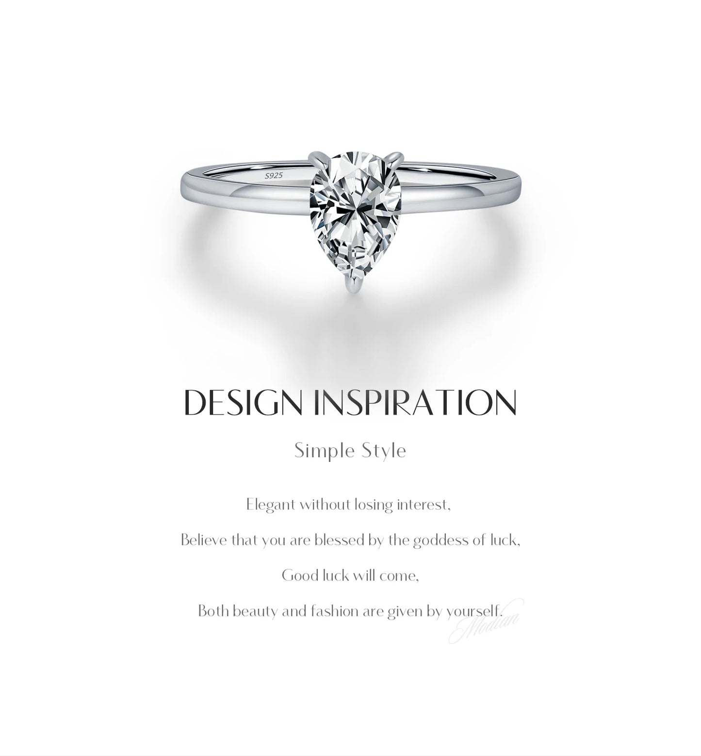 MODIAN D Color Pear Cut Moissanite Ring 925 Sterling Silver Water Drop Lab Diamond Wedding Rings For Women Wedding Fine Jewelry