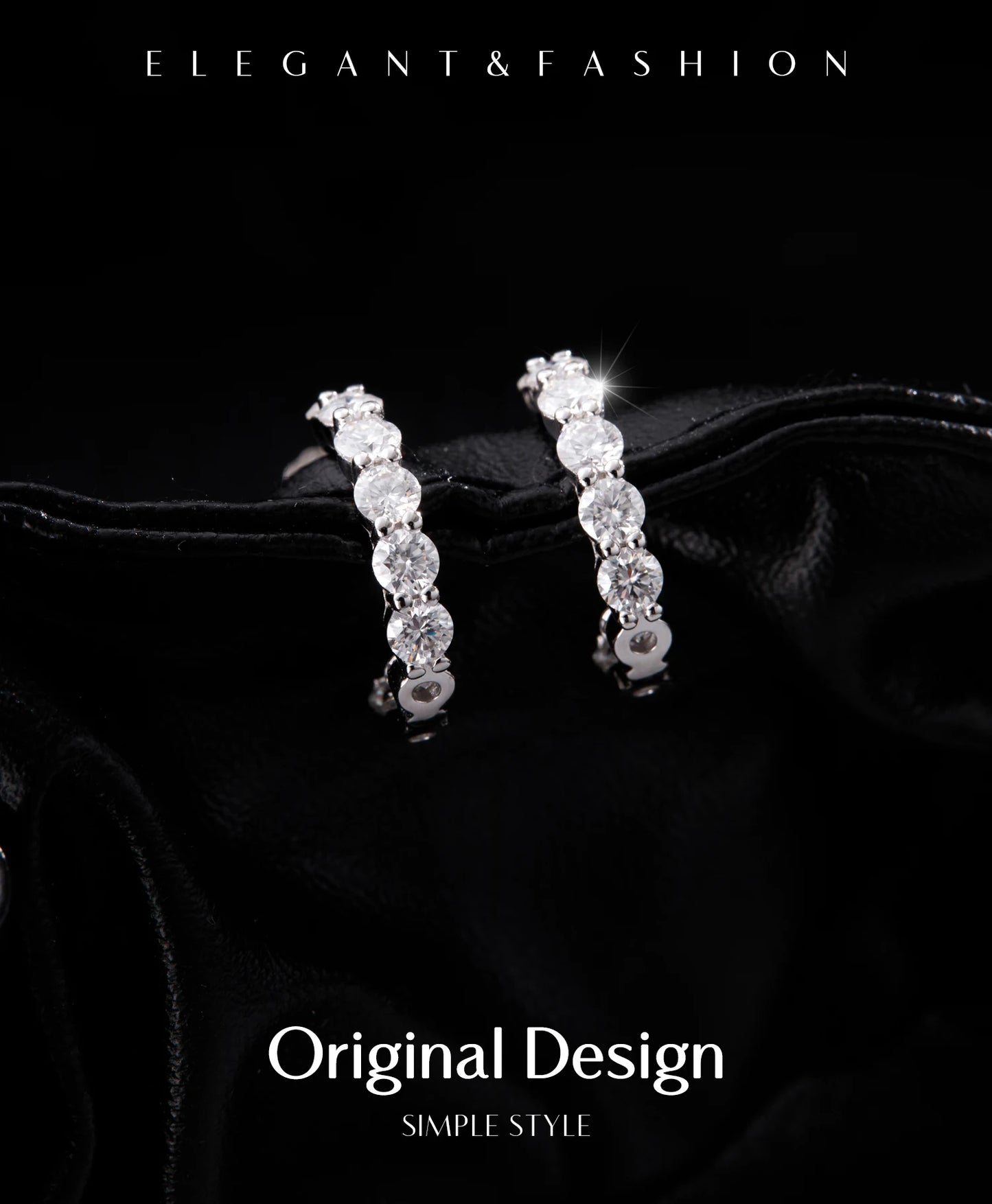 MODIAN D Color C Shape Moissanite Earrings 925 Sterling Silver Charming Dazzling Hoop Earrings For Women Wedding Fine Jewelry