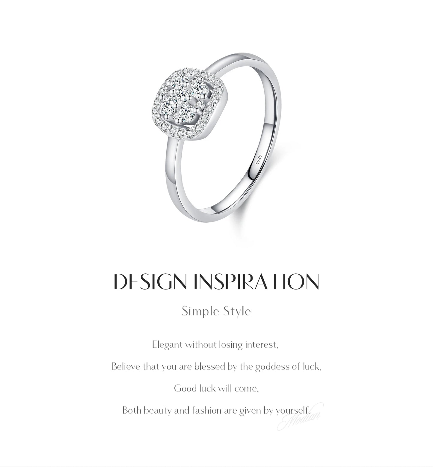 MODIAN Sparkling VVS1 D Color Pave Setting Moissanite Ring 925 Sterling Silver Wedding Band Ring for Women Fine Jewelry