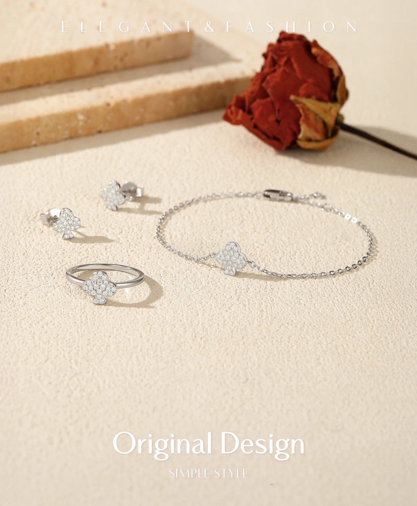 MODIAN Moissanite Ear Studs 925 Sterling Silver Original Design Clubs Rings Bracelet For Women Fine Jewelry Sets