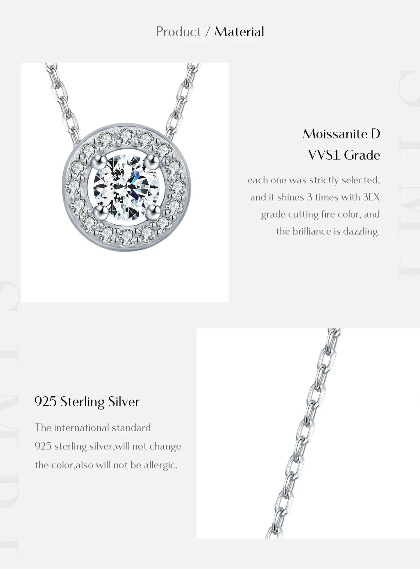 MODIAN Classic Moissanite Link Chain Necklace 925 Sterling Silver Wedding Anniversary Pendant Necklace For Women Fine Jewelry