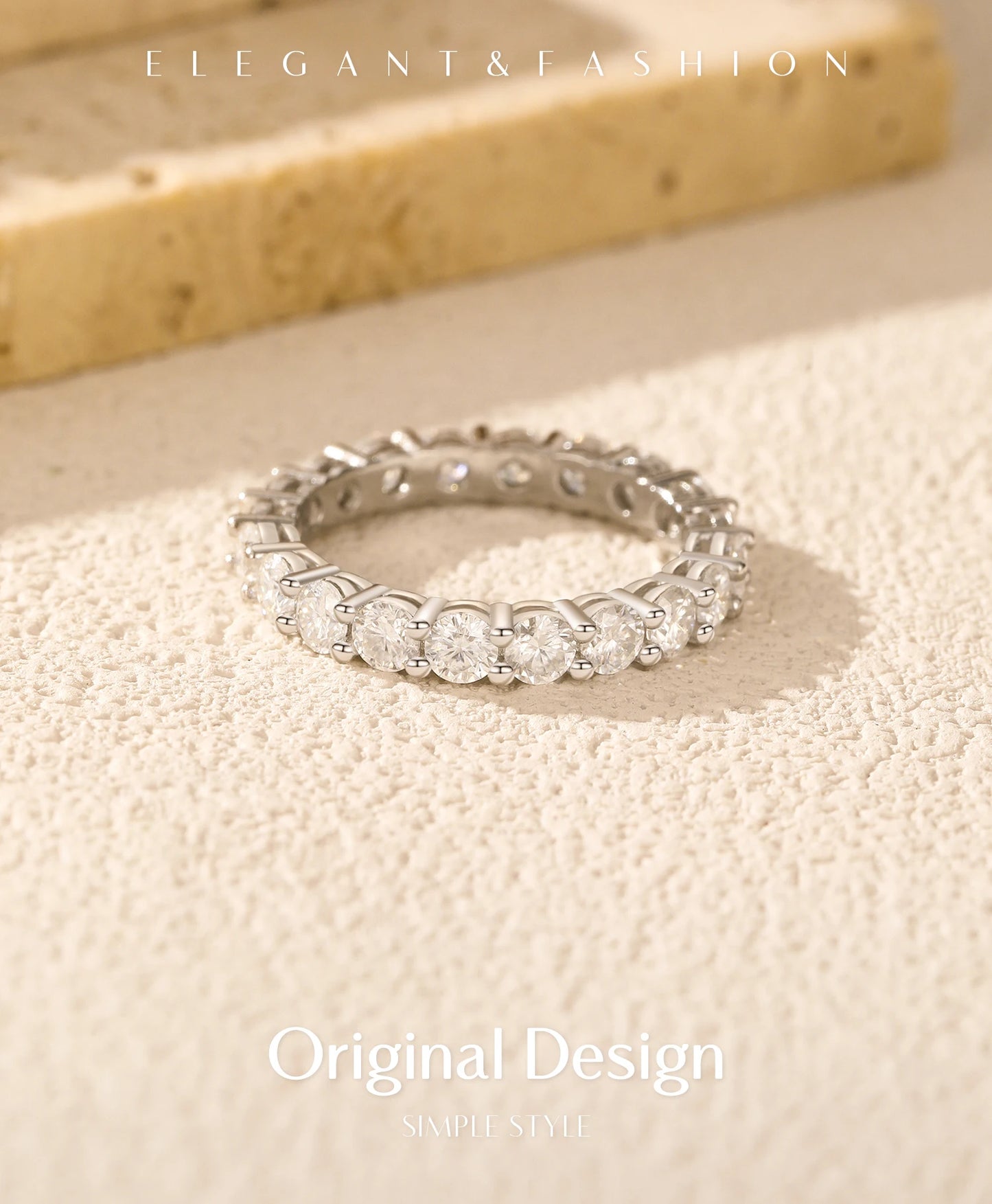 MODIAN Dazzling D Color Moissanite Eternity Band Rings 925 Sterling Silver Luxury Stackable Fashion Ring For Women Fine Jewelry