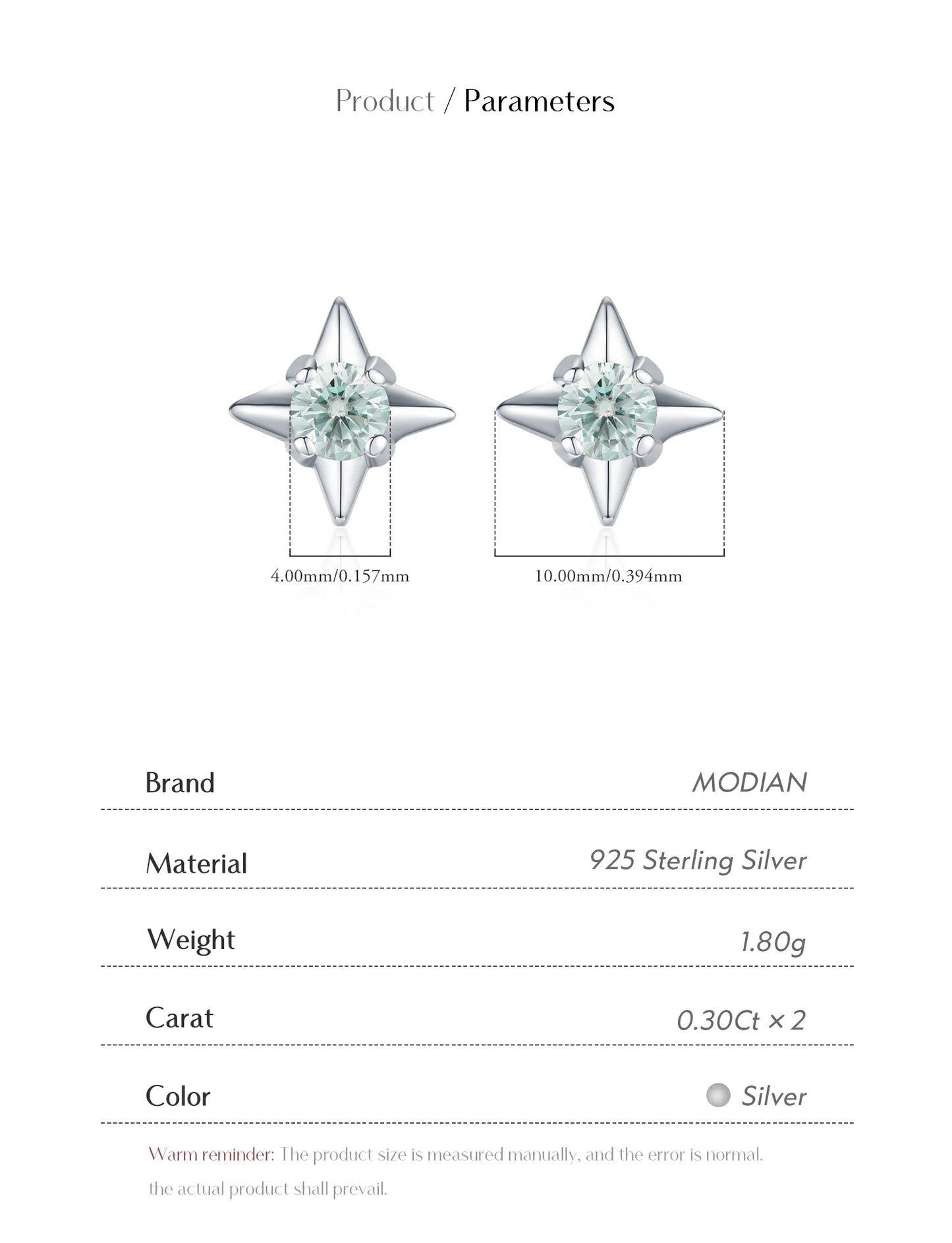 MODIAN D Color Clarity Moissanite Ear Studs 925 Sterling Silver Exquisite Darts Stud Earrings For Women Party Fine Jewelry