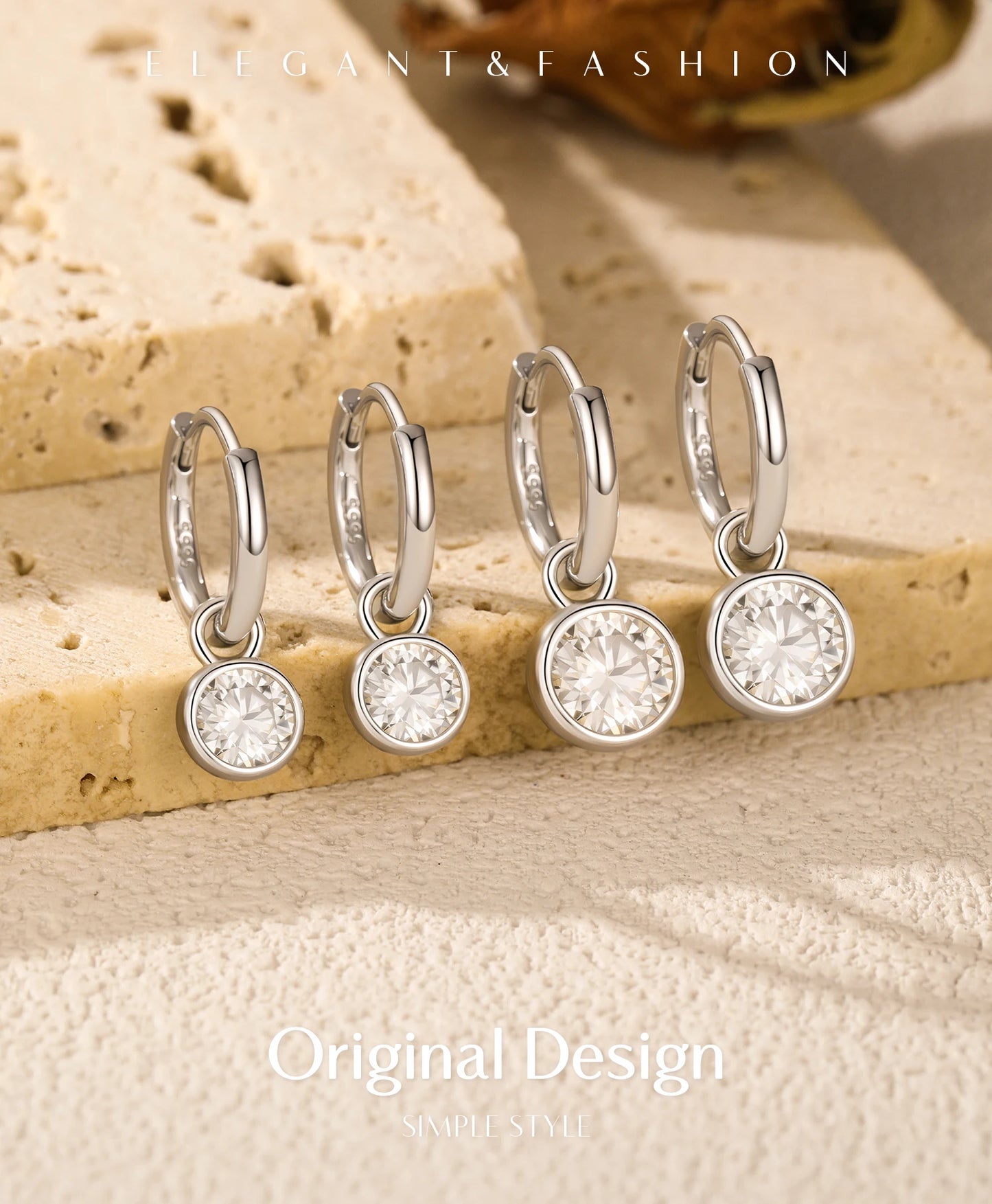 MODIAN 1CT/2CT D Color Moissanite Ear Buckle 925 Sterling Silver Round High Swing Hoop Earrings For Women Daily Fine Jewelry