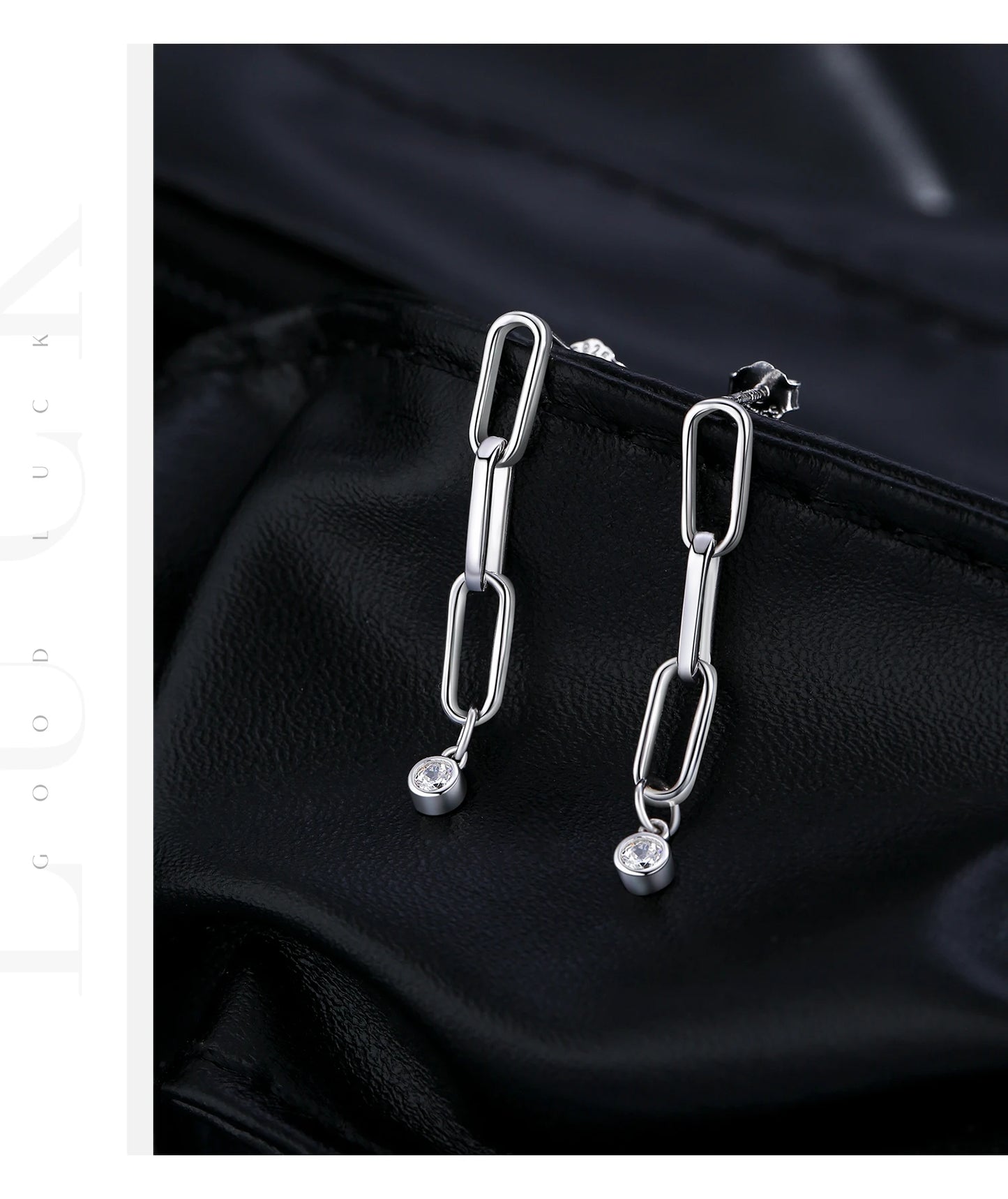 MODIAN VVS1 Clarity D Color Moissanite Earrings 925 Sterling Silver Fashion Link Chain Stud Earrings For Women Fine Jewelry