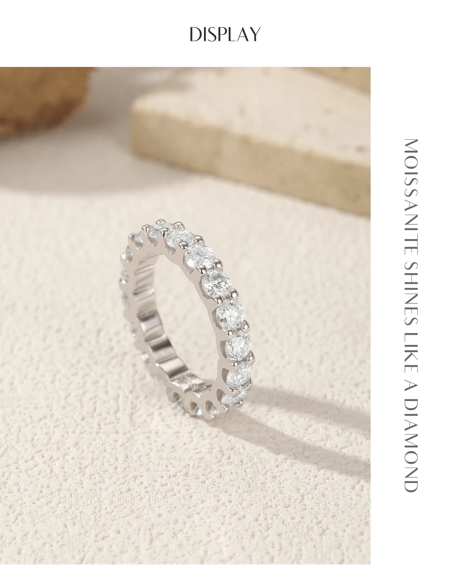 MODIAN D Color Moissanite Dazzling Ring 925 Sterling Silver Luxury Round Eternity Band Rings For Women Wedding Fine Jewelry Gift