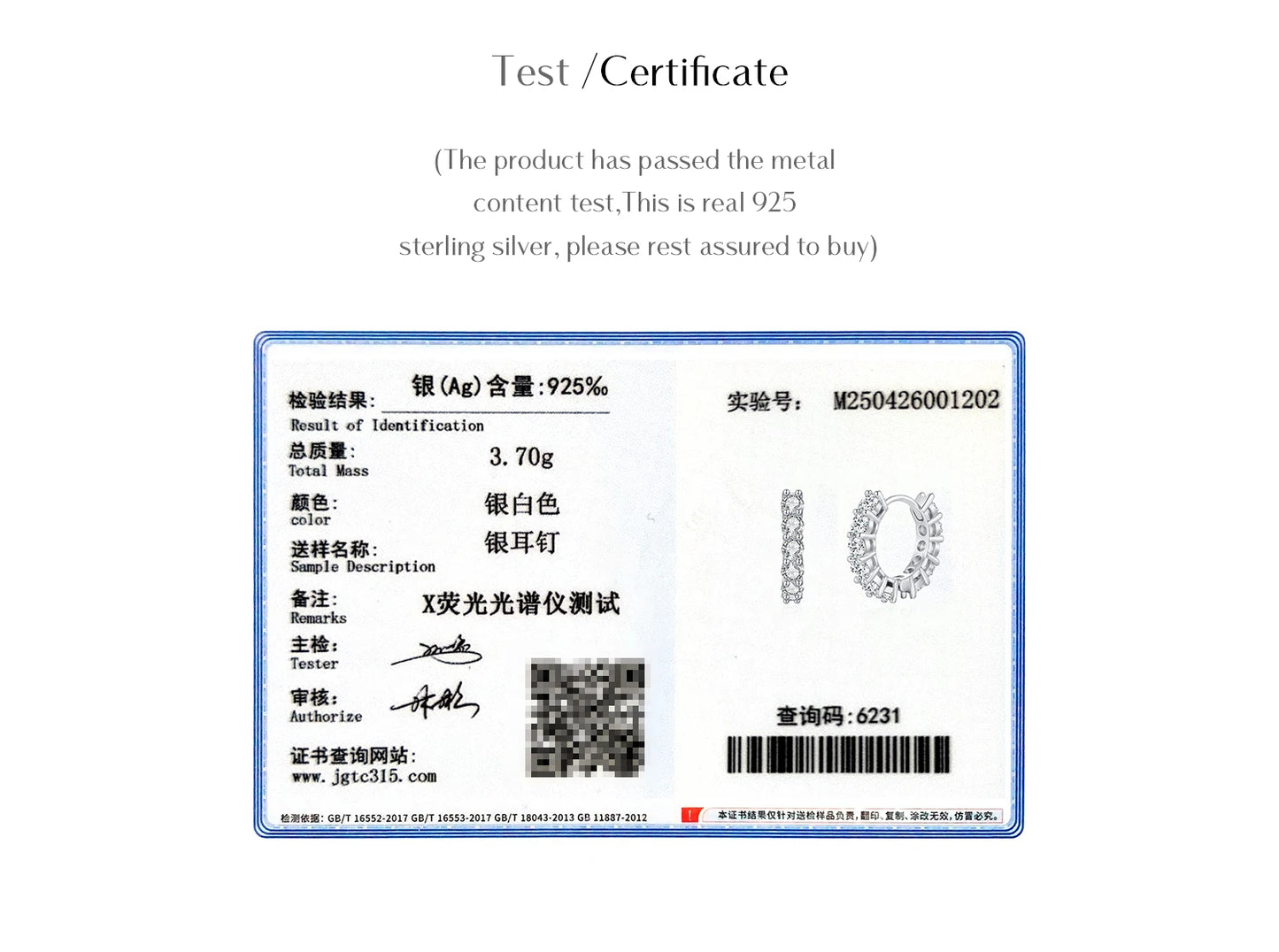 MODIAN D Color Sparkling Moissanite Ear Buckles Lab Diamond 925 Sterling Silver Luxury Hoop Earrings for Women Jewelry Gifts