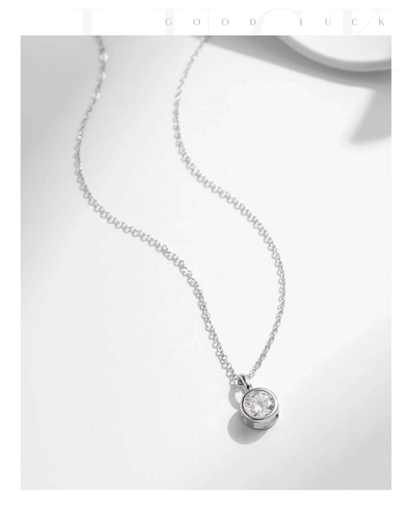 MODIAN 1 Carat D Color Round Bezel Setting Moissanite Pendant Necklace 925 Silver Lab Diamond Women Jewelry With Certificate Box