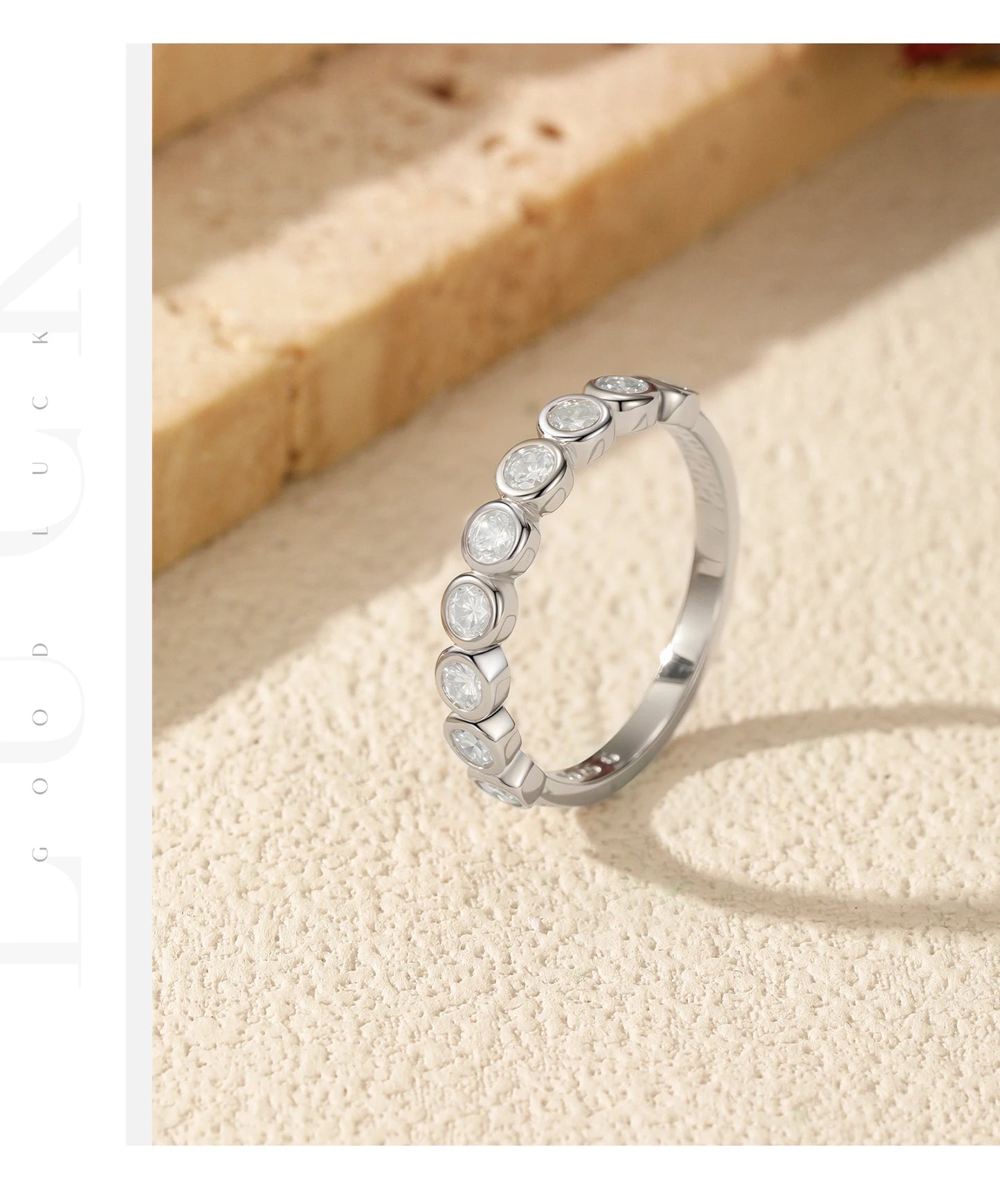 MODIAN D Color Round Moissanite Eternity Ring 925 Sterling Silver Stackable Finger Rings For Women Wedding Fine Jewelry Gifts
