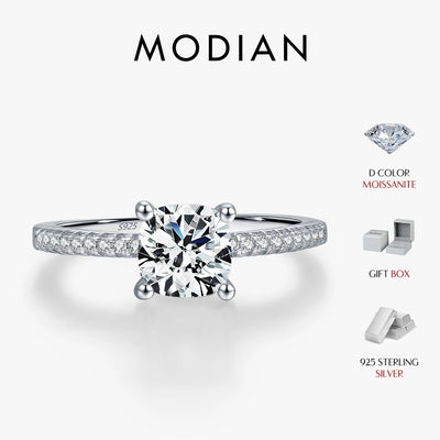 MODIAN 1CT D Color Square Moissanite Rings 925 Sterling Silver Trendy Finger Rings For Women Wedding Statement Fine Jewelry
