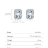 MODIAN Emerald Cut Moissanite Ear Studs 925 Sterling Silver Classic Luxury Halo Earrings For Women Wedding Fine Jewelry Gift