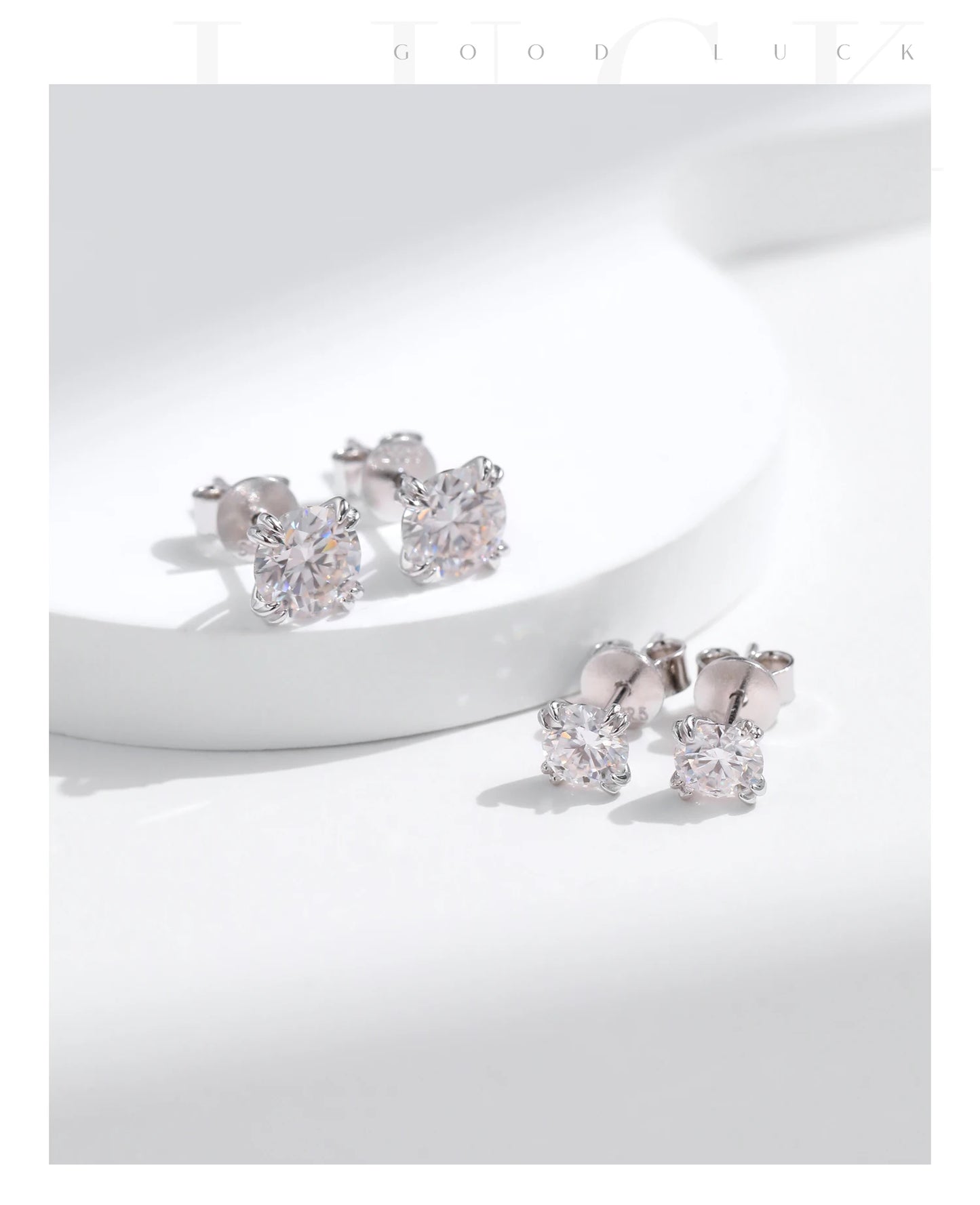 MODIAN D Color 1CT Moissanite Stud Earrings 925 Sterling Silver Brilliant Round Cut Lab Created Diamond Jewelry For Women