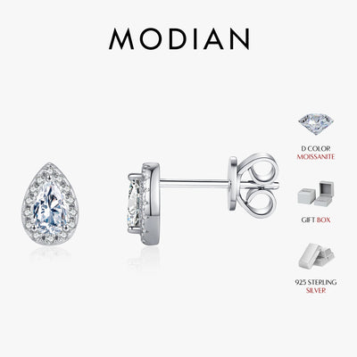 MODIAN D Color Pear Cut Moissanite Stud Earrings 925 Sterling Silver Water Drop Lab Created Diamond Wedding Jewelry For Women
