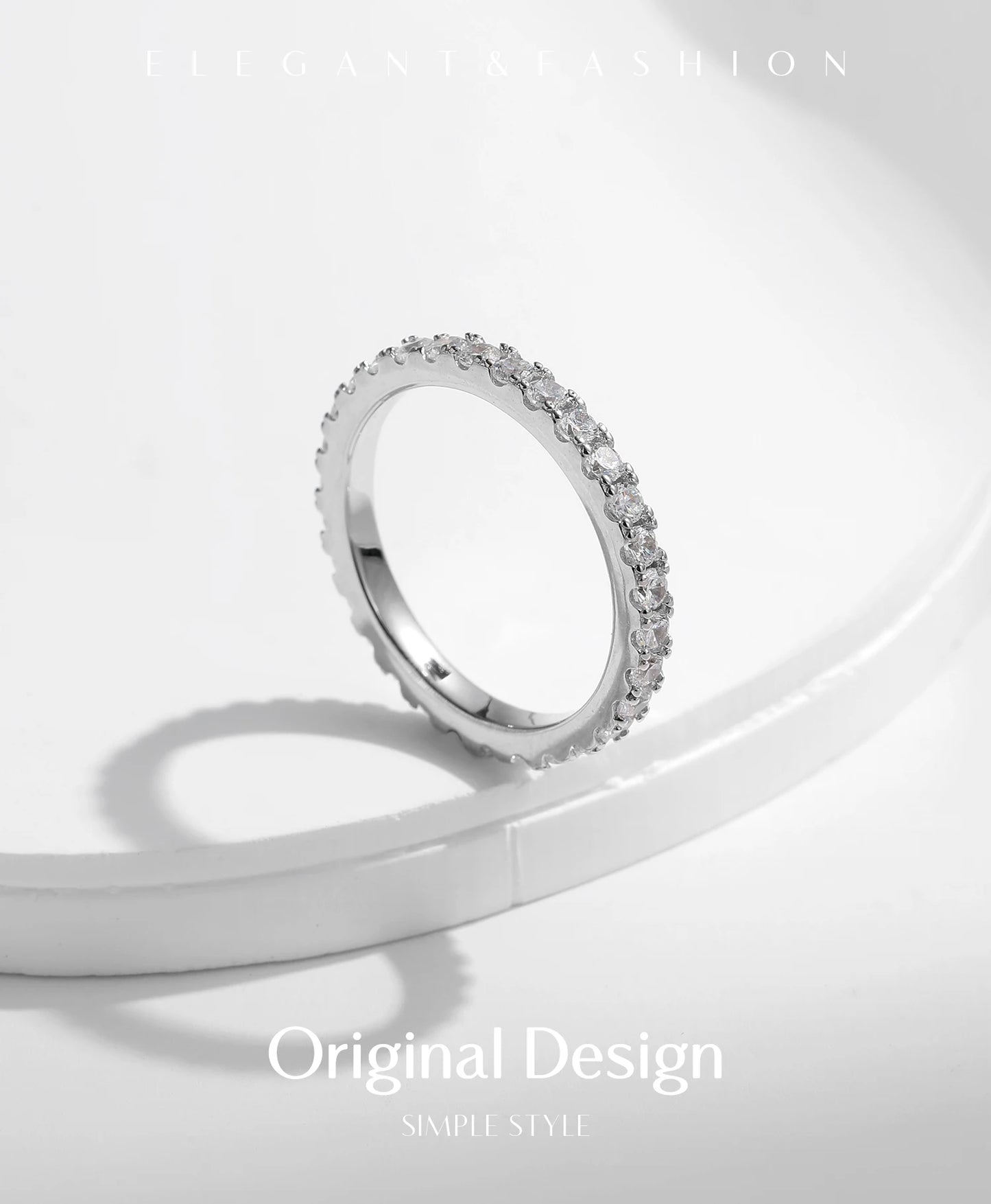 MODIAN Luxury D Color Moissanite Band Stackable Ring For Women Real 925 Sterling Silver Wedding Jewelry With Exquisite Box Gift