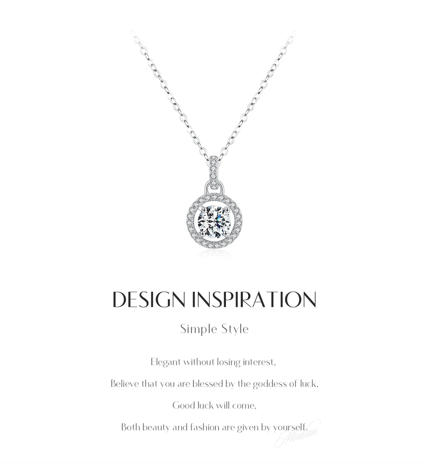 MODIAN 1 Carat D color Moissanite Pendant Necklace For Women 925 Sterling Silver Wedding Bridal Fine Jewelry With Certificate