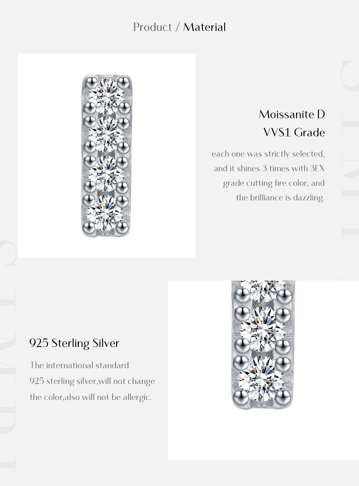 MODIAN D Color Moissanite Minimalism Stud Earrings 925 Sterling Silver Stackable Fashion Earrings For Women Vacation Jewelry