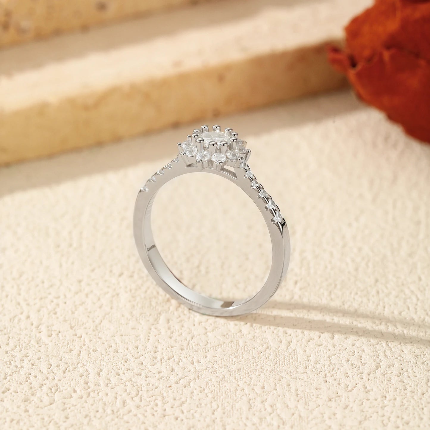 MODIAN D Color Moissanite Luxury Halo Rings 925 Sterling Silver Sparkling Wedding Engagement Rings For Women Fine Jewelry