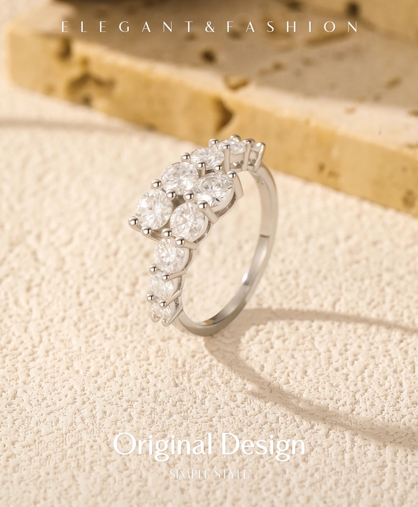 MODIAN D Color Moissanite Eternity Band Ring 925 Sterling Silver Luxury Geometric Ring For Women Wedding Engagement Fine Jewelry