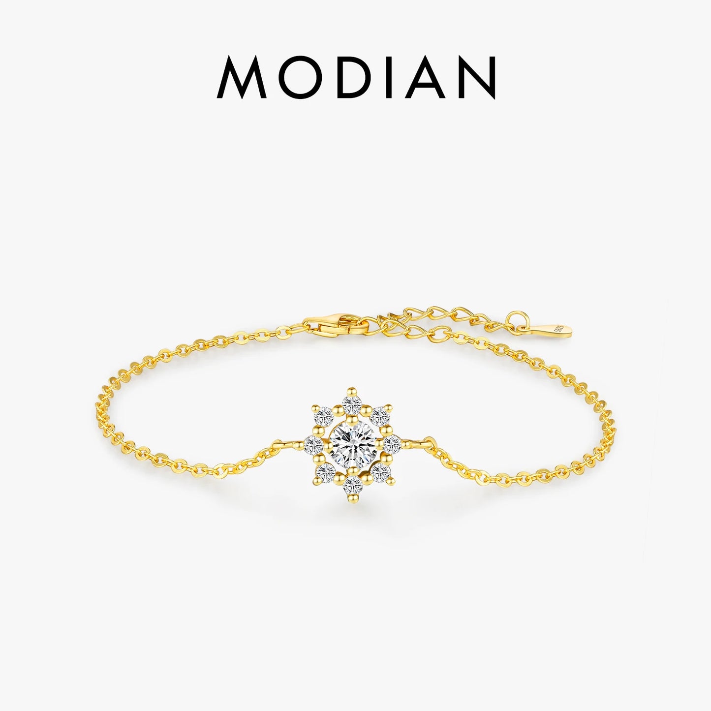 MODIAN 0.5CT VVS1 D Color Moissanite Bracelet Classic 925 Sterling Silver Snowflake Chain Charms For Women Jewelry