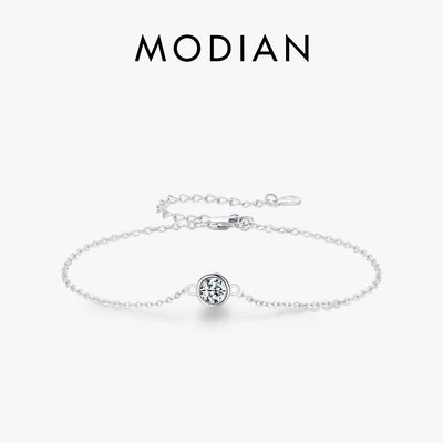 MODIAN 0.5CT Moissanite Bracelet 925 Sterling Silver Classic Link Chain Charms Bracelets For Women Luxury Wedding Jewelry