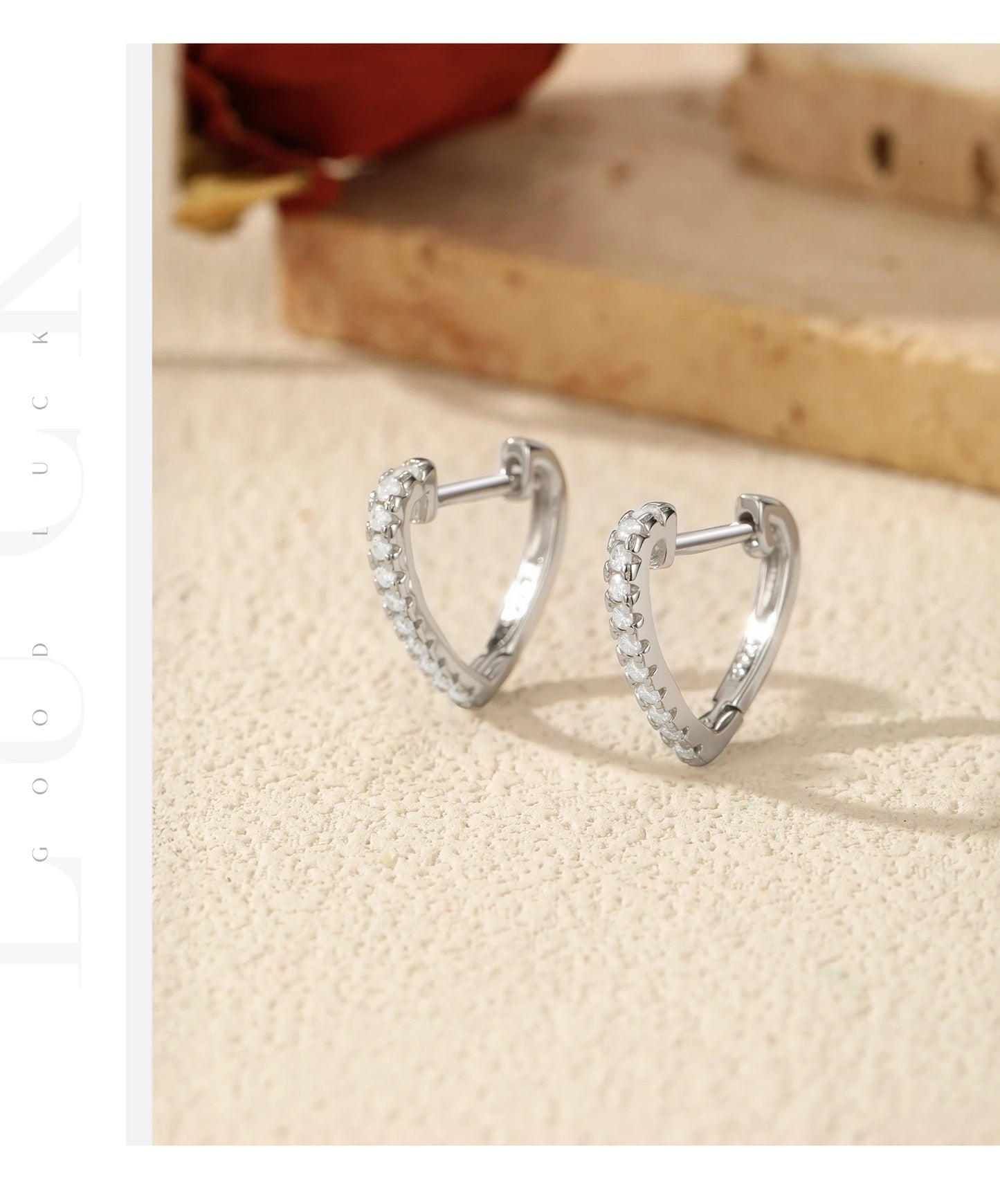 MODIAN D Color Moissanite Ear Buckle 925 Sterling Silver Fashion Heart Sparkle Hoop Earrings For Women Party Fine Jewelry