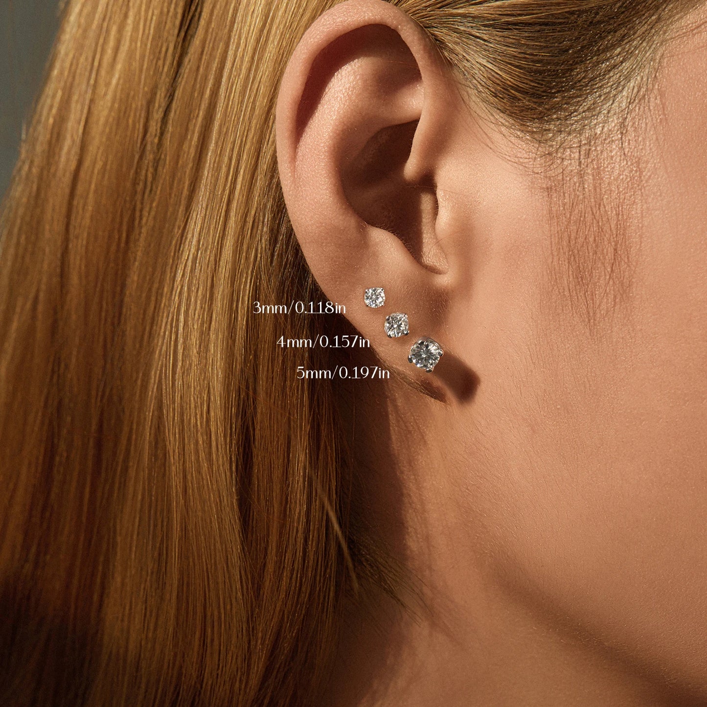 MODIAN 3MM-5MM Size D Color Moissanite 925 Sterling Silver Classic Simple Round Stud Earrings For Women Fine Stackable Jewelry