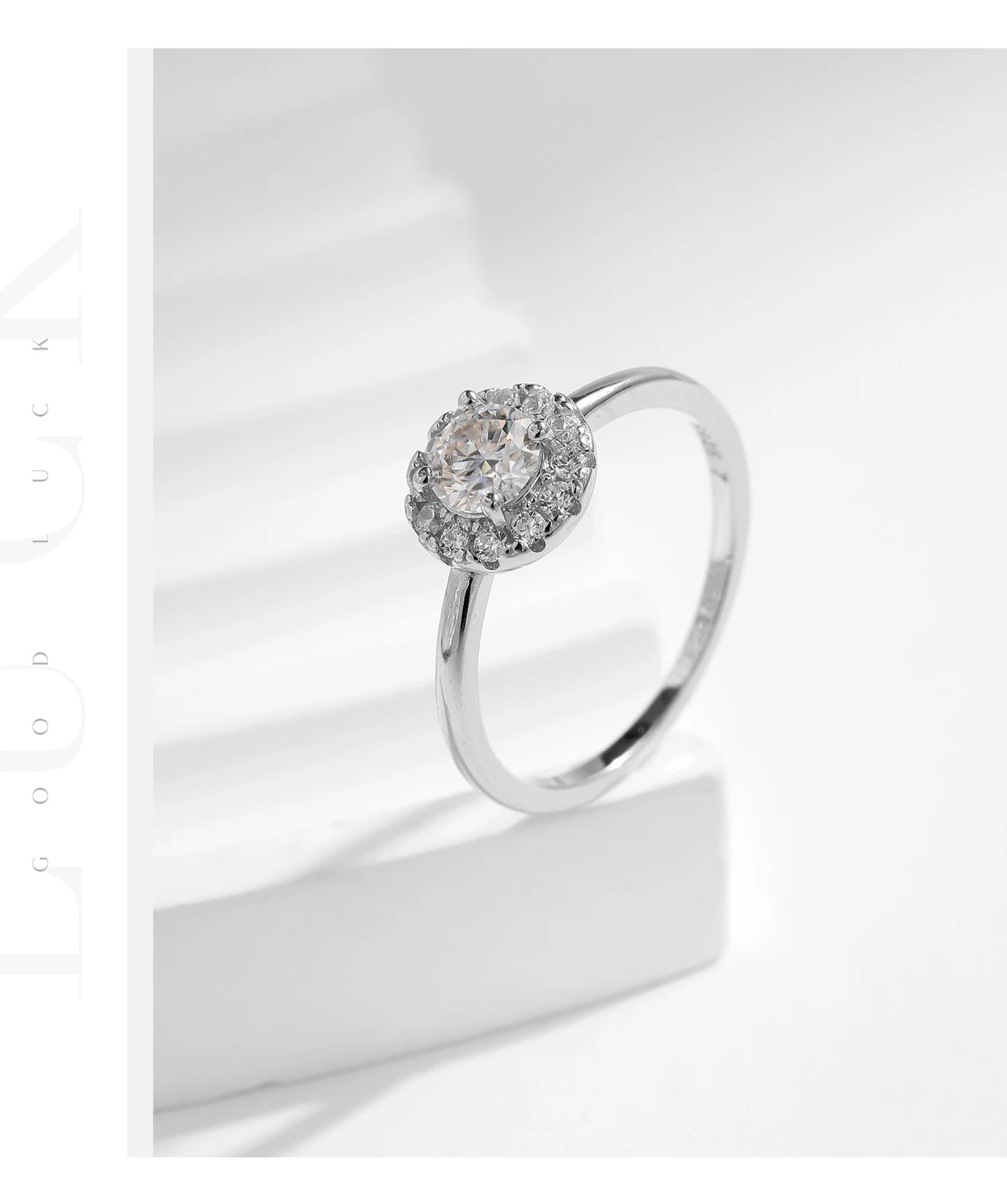 MODIAN 0.5CT D Color VVS1 Round Moissanite Ring 925 Sterling Silver Rings Exquisite Wedding Jewelry For Women Anniversary Gift