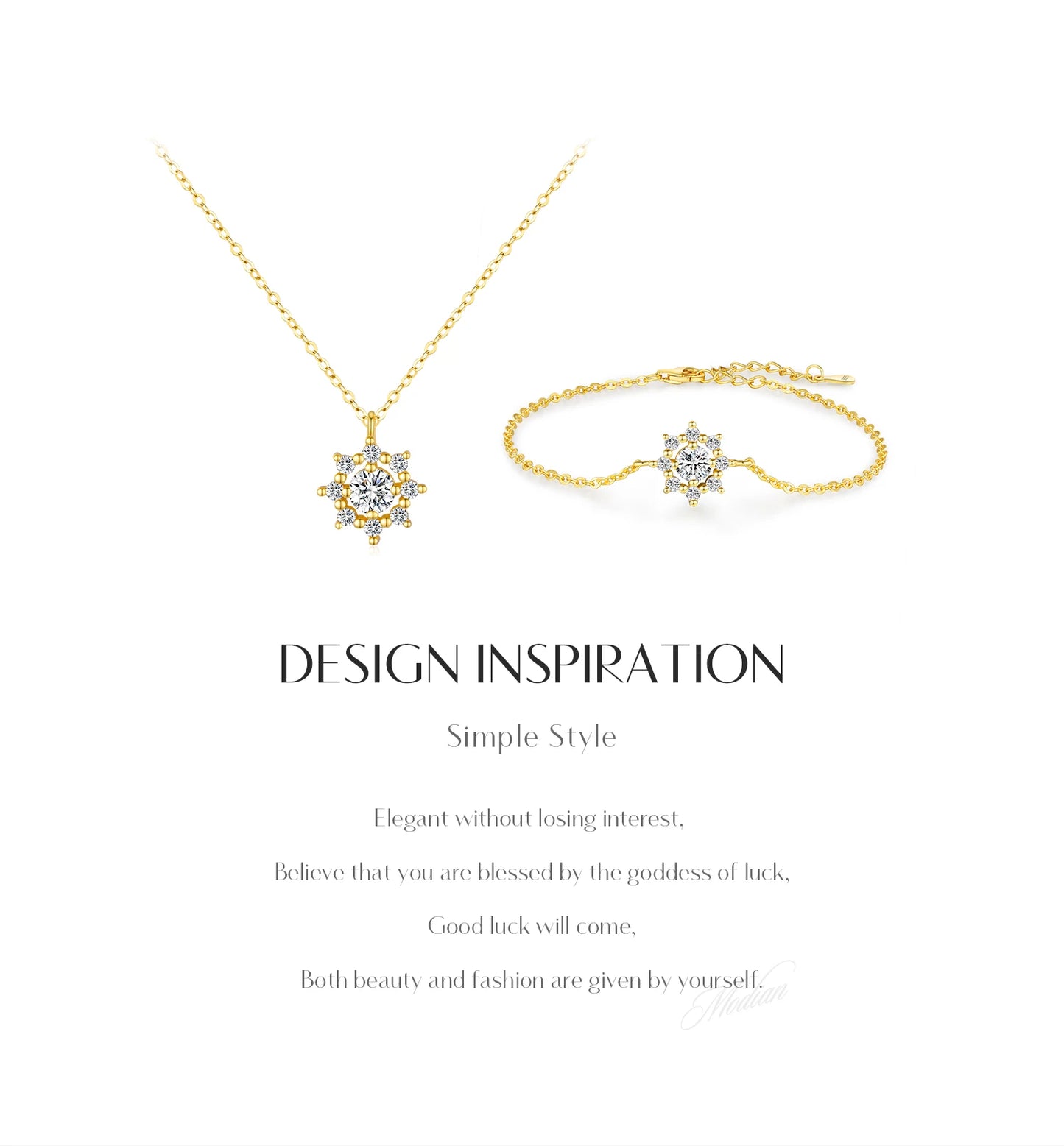 MODIAN D Color Moissanite 925 Sterling Silver Exquisite Snowflake Link Chain Pendant Necklace Bracelet For Women Jewelry Set