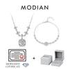 MODIAN D Color Moissanite 925 Sterling Silver Luxury Geometric Charm Necklace Bracelet For Women Wedding Statement Jewelry Set