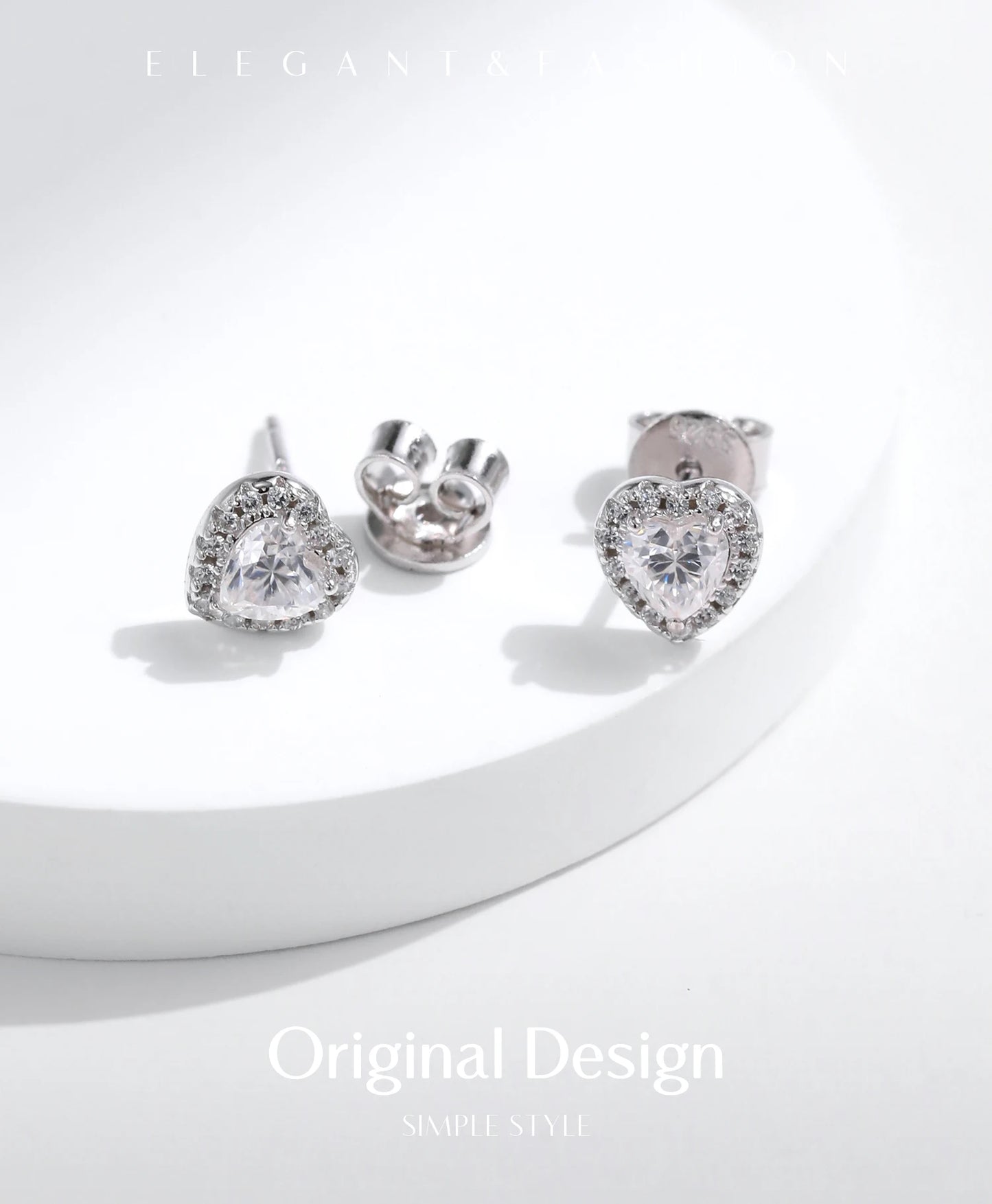 MODIAN Moissanite D Color Stud Earrings Hearts Cut Lab Created Diamond 925 Sterling Silver Romantic Earrings For Women Jewelry