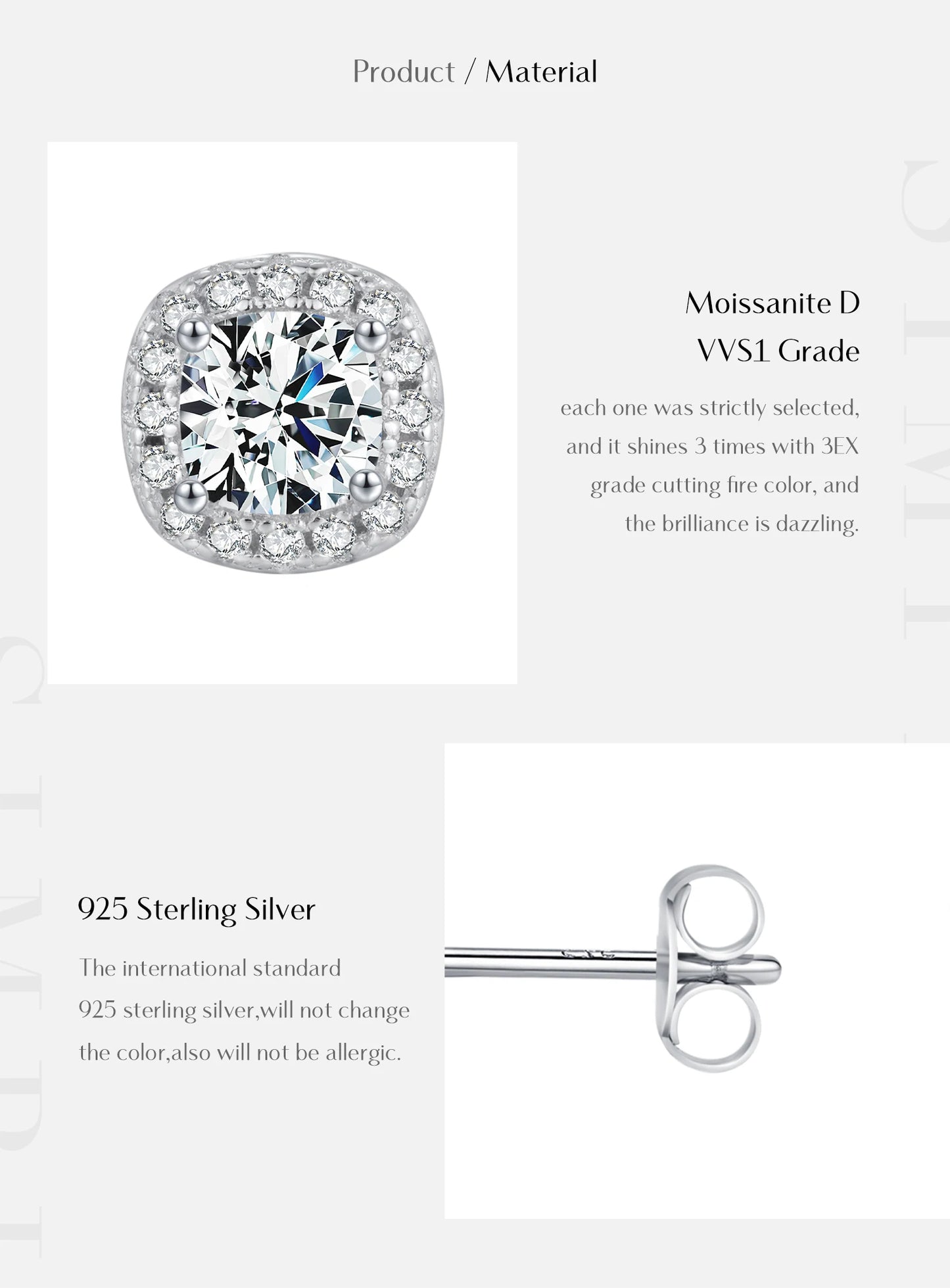 MODIAN D Color Heart Pear Square Moissanite Stud Earrings 925 Sterling Silver Lab Diamond Earrings For Women Wedding Jewelry
