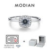MODIAN D Color Gray Moissanite Rings 925 Sterling Silver Fashion Sparkle Square Halo Ring For Women Wedding Fine Jewelry Gift
