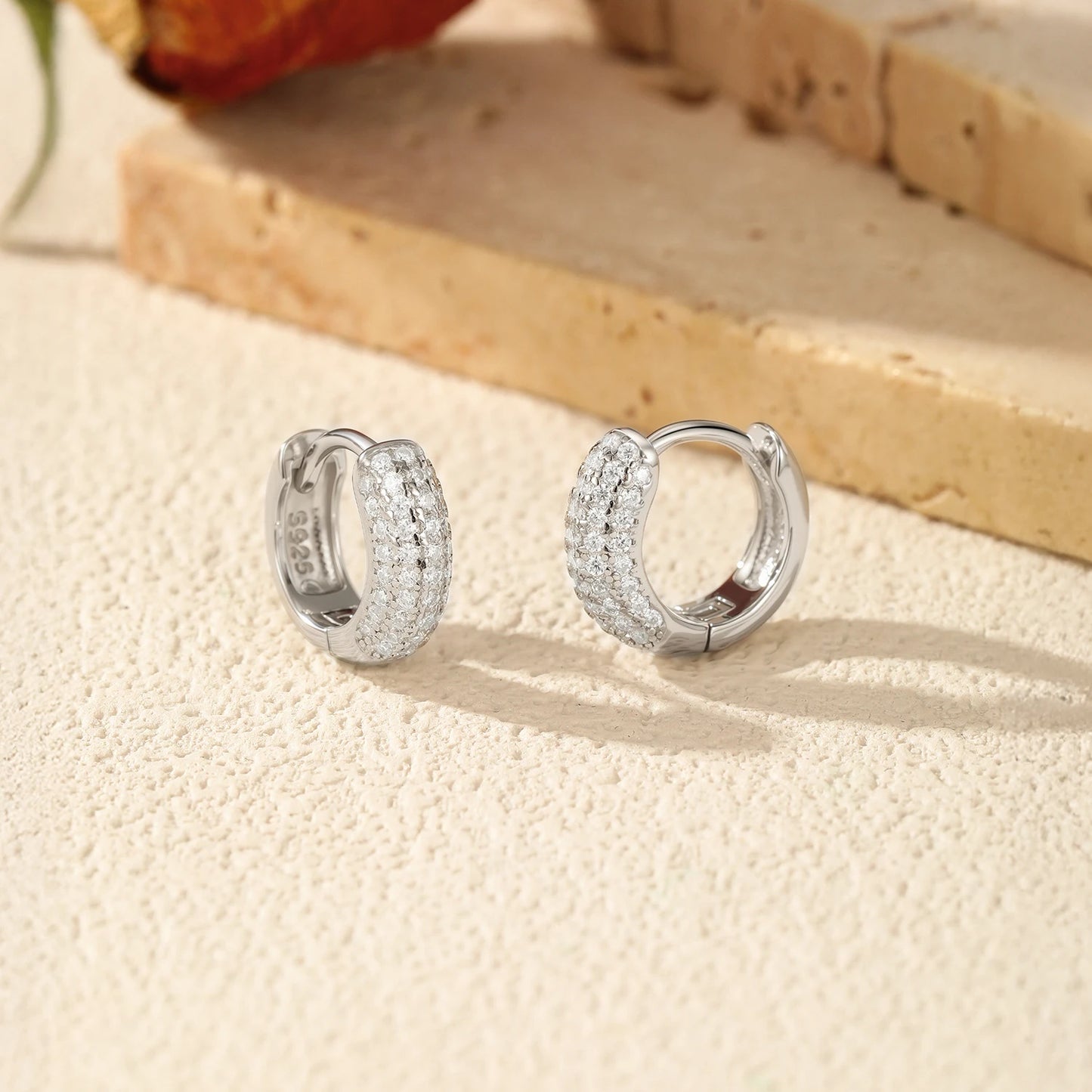 MODIAN D Color Sparkling Moissanite Ear Buckle 925 Sterling Silver Luxury Circle Hoop Earrings For Women Wedding Fine Jewelry