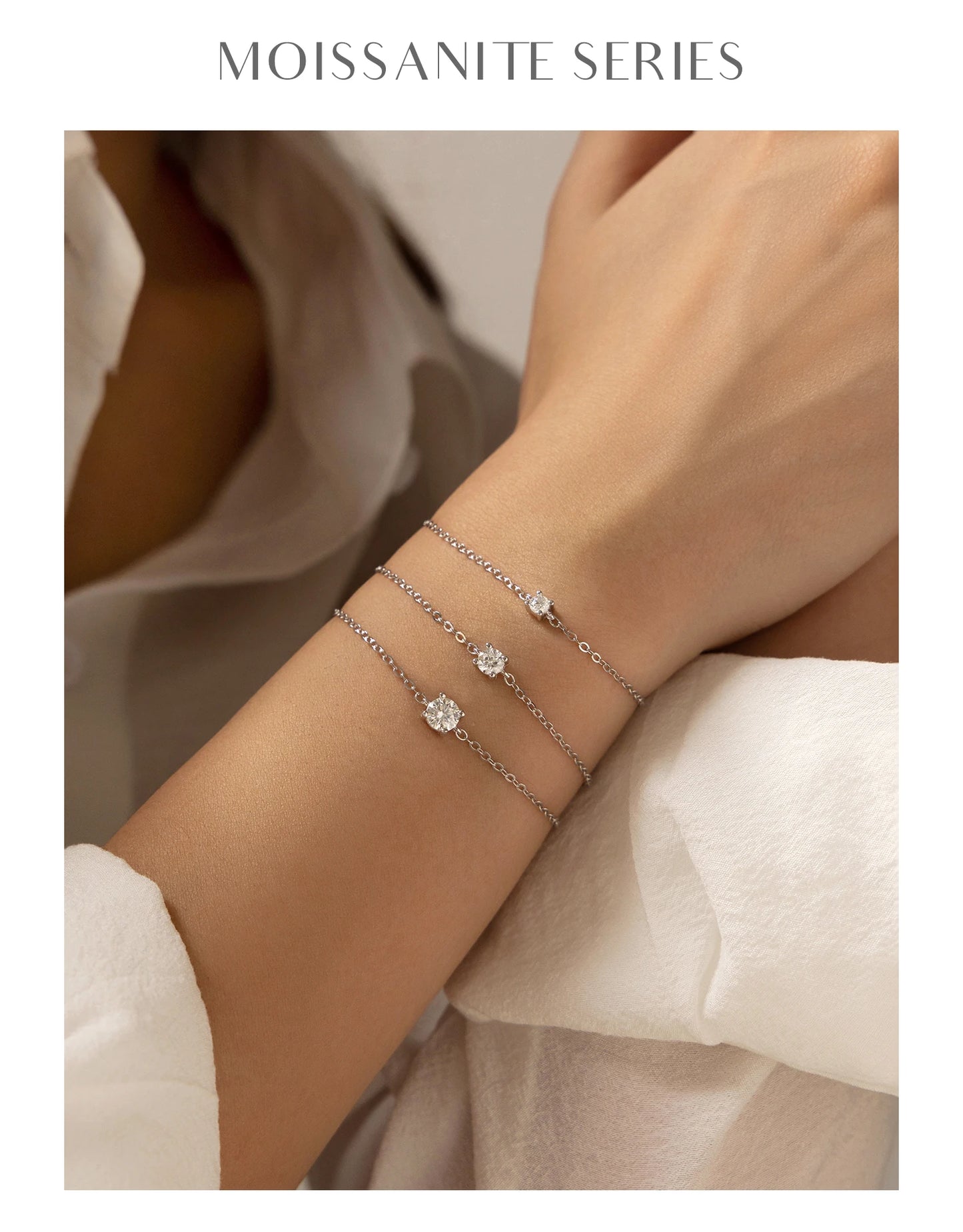 MODIAN D Color Moissanite Bracelet 925 Sterling Silver Classic Minimalist Daily Link Chain Bracelet For Women Fine Jewelry