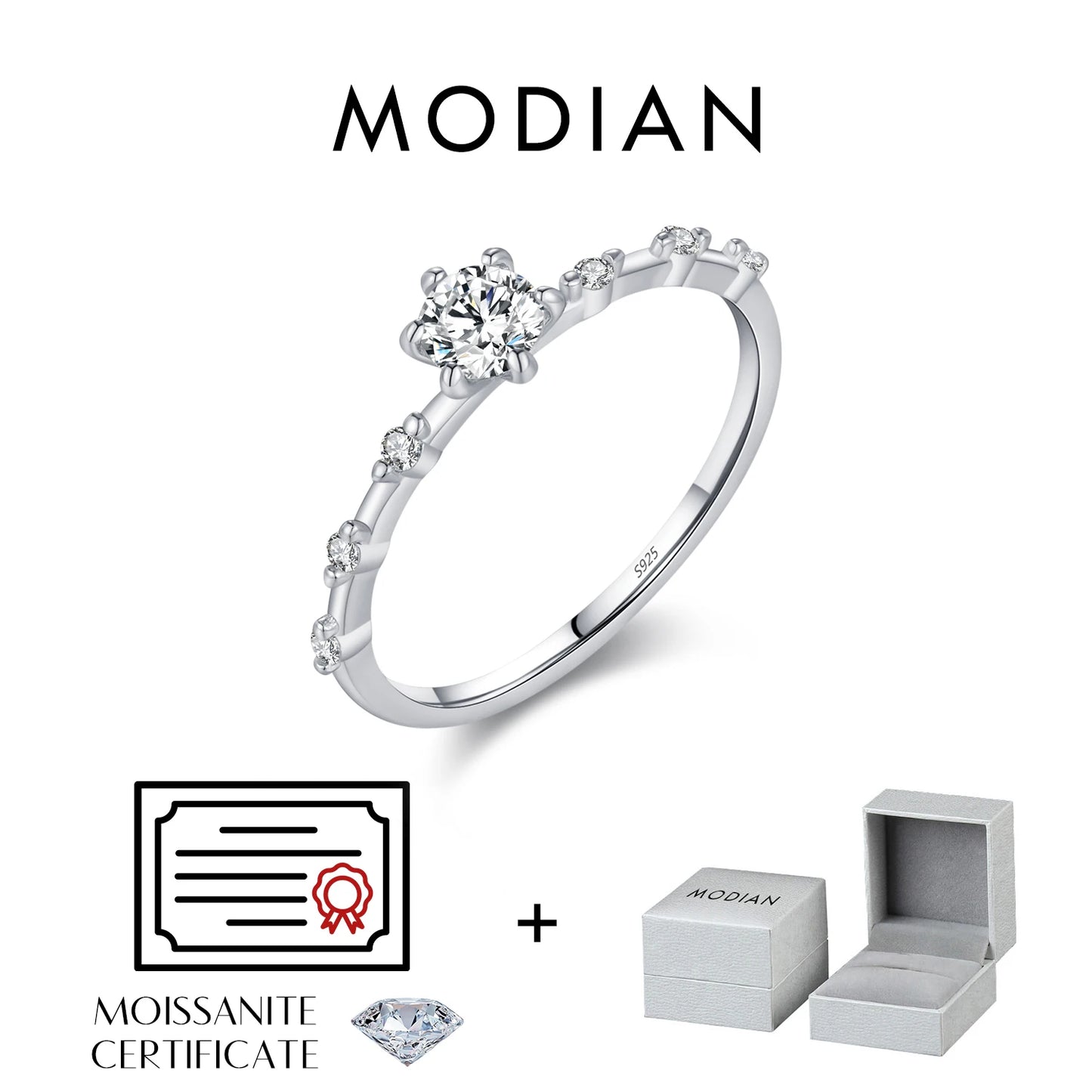 MODIAN D Color Moissanite Wedding Band 925 Sterling Silver Eternity Rings Lab Diamond Stackable Exquisite Jewelry For Women Gift
