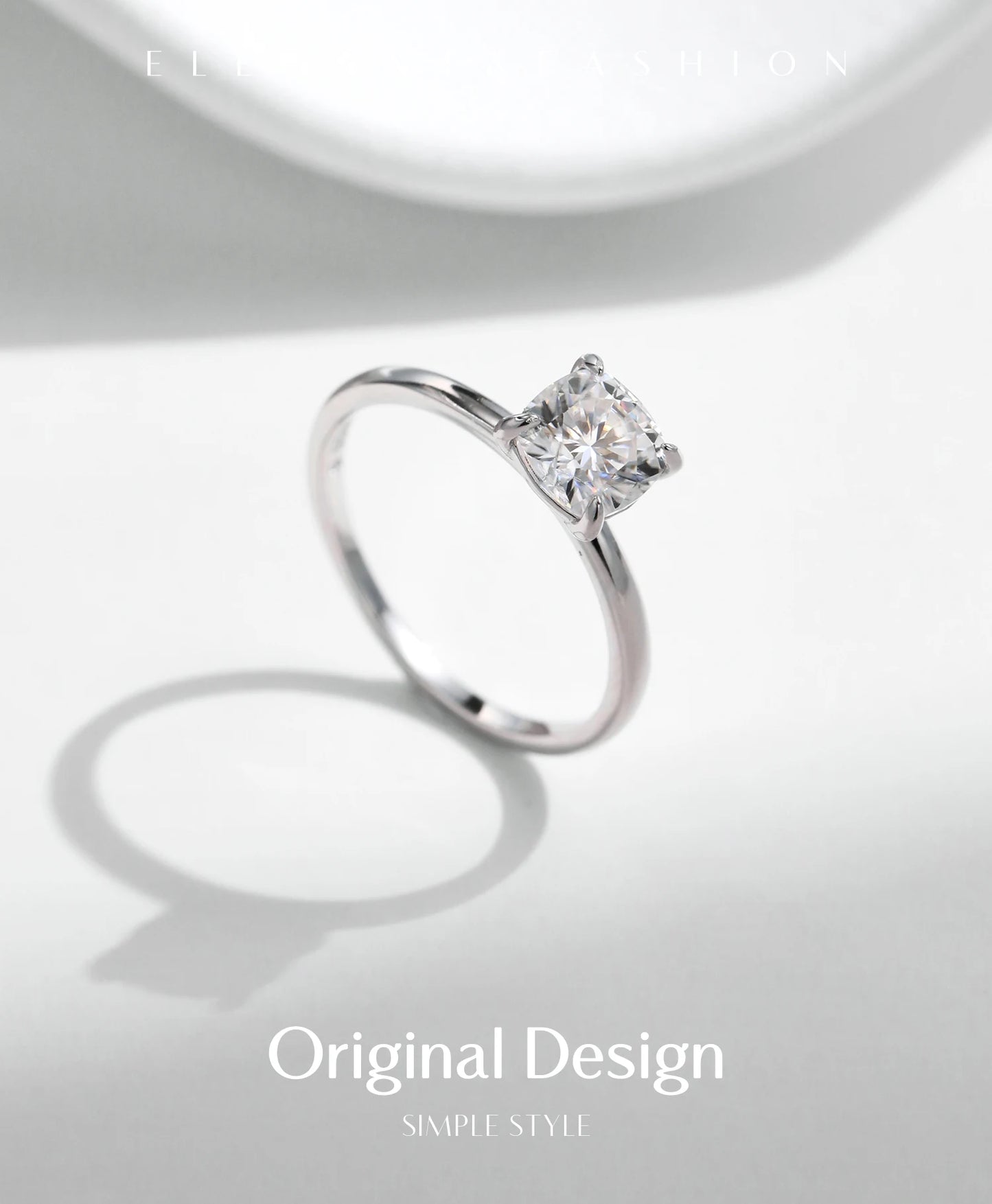 MODIAN 1CT Moissanite Ring Delicate Square Cushion Cut Lab Diamond Ring 925 Sterling Silver Wedding Statement Jewelry For Women