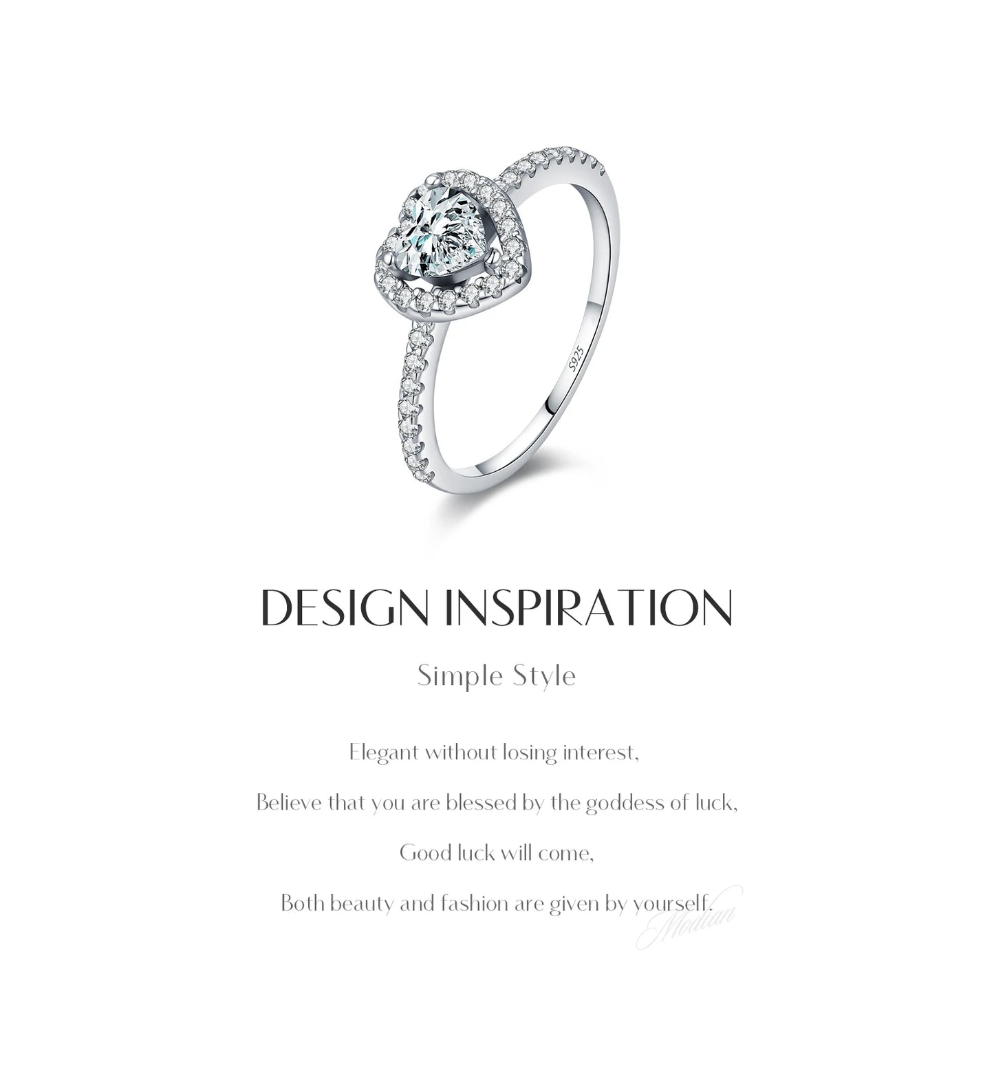 MODIAN D Color Heart  Moissanite Wedding Rings 925 Sterling Silver Luxury Halo Classic Rings For Women Dating Fine Jewelry