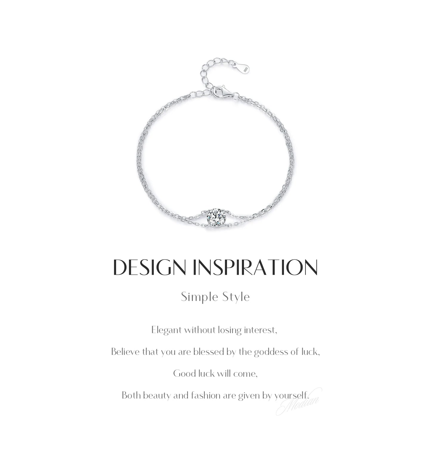 MODIAN 1CT D Color Moissanite Bracelet 925 Sterling Silver Delicate Double Layer Bracelets For Bridal Wedding Fine Jewelry Gifts