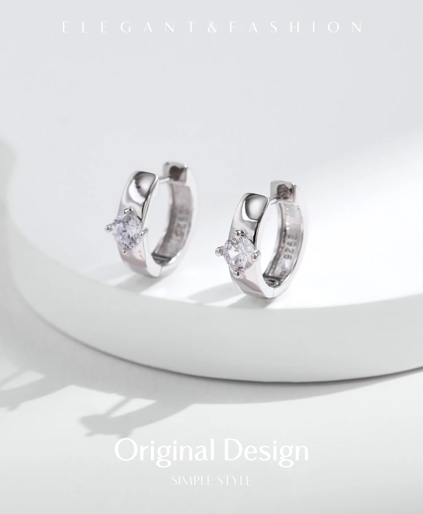 MODIAN Round Moissanite Ear Buckles Lab Diamond 925 Sterling Silver Engagement & Wedding Hoop Earrings for Women Jewelry Gifts